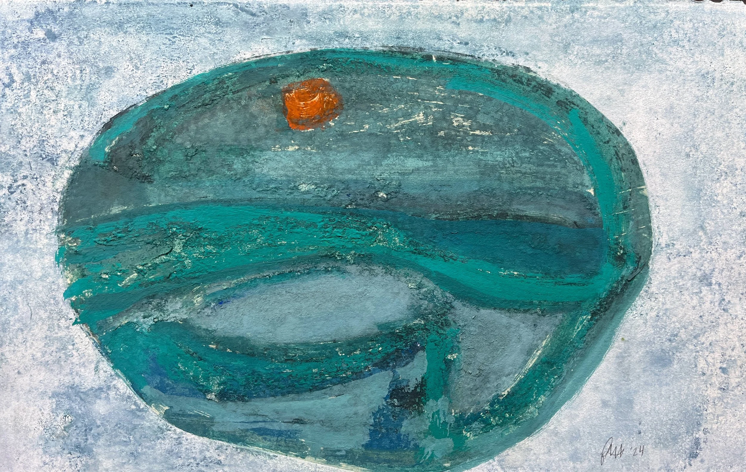 Sunset, 2024, monotype, 5 x 13.25 inches, $350.