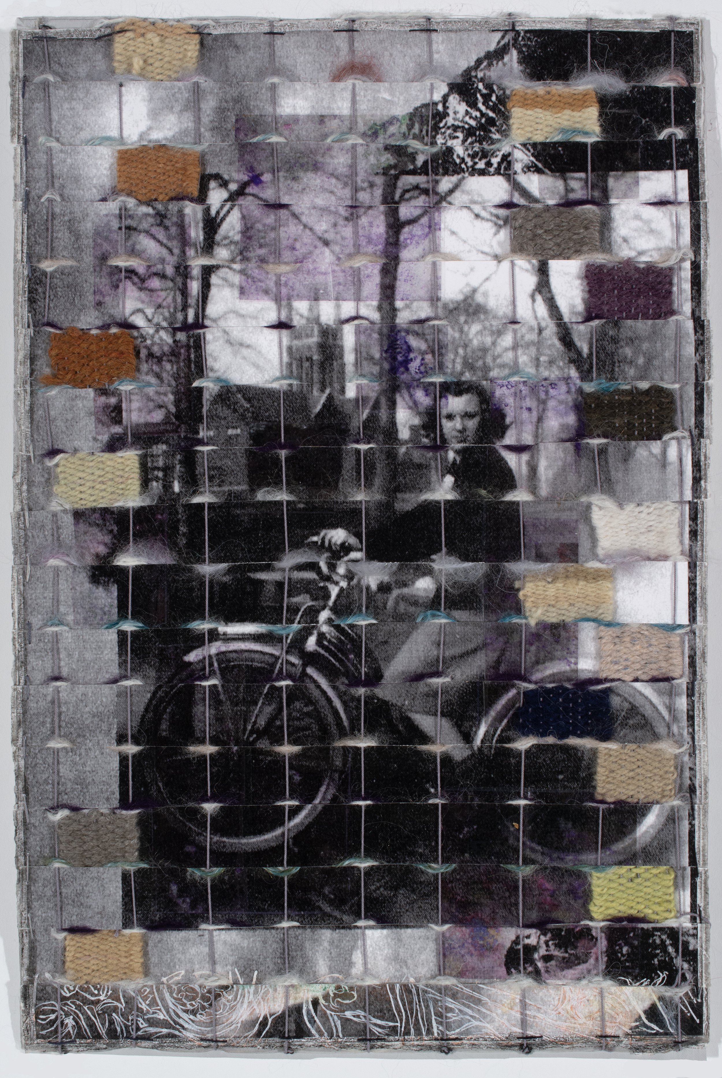 Osage, woven mixed media with yarn dyed from nature, 17 x 11 inches, 1000.
