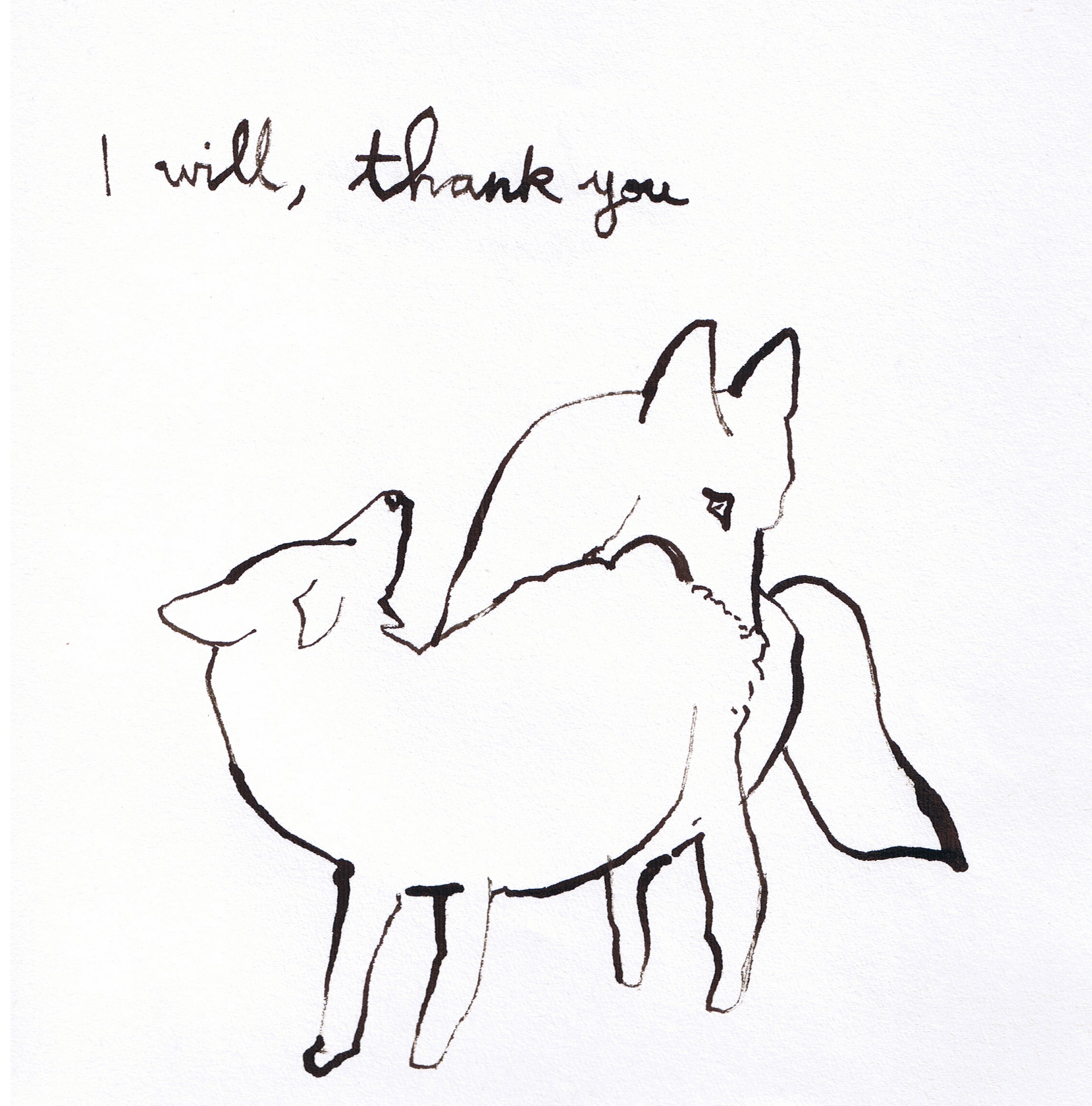 I Will, Thank You, ink on paper, 6 x 6”, 2009, $150
