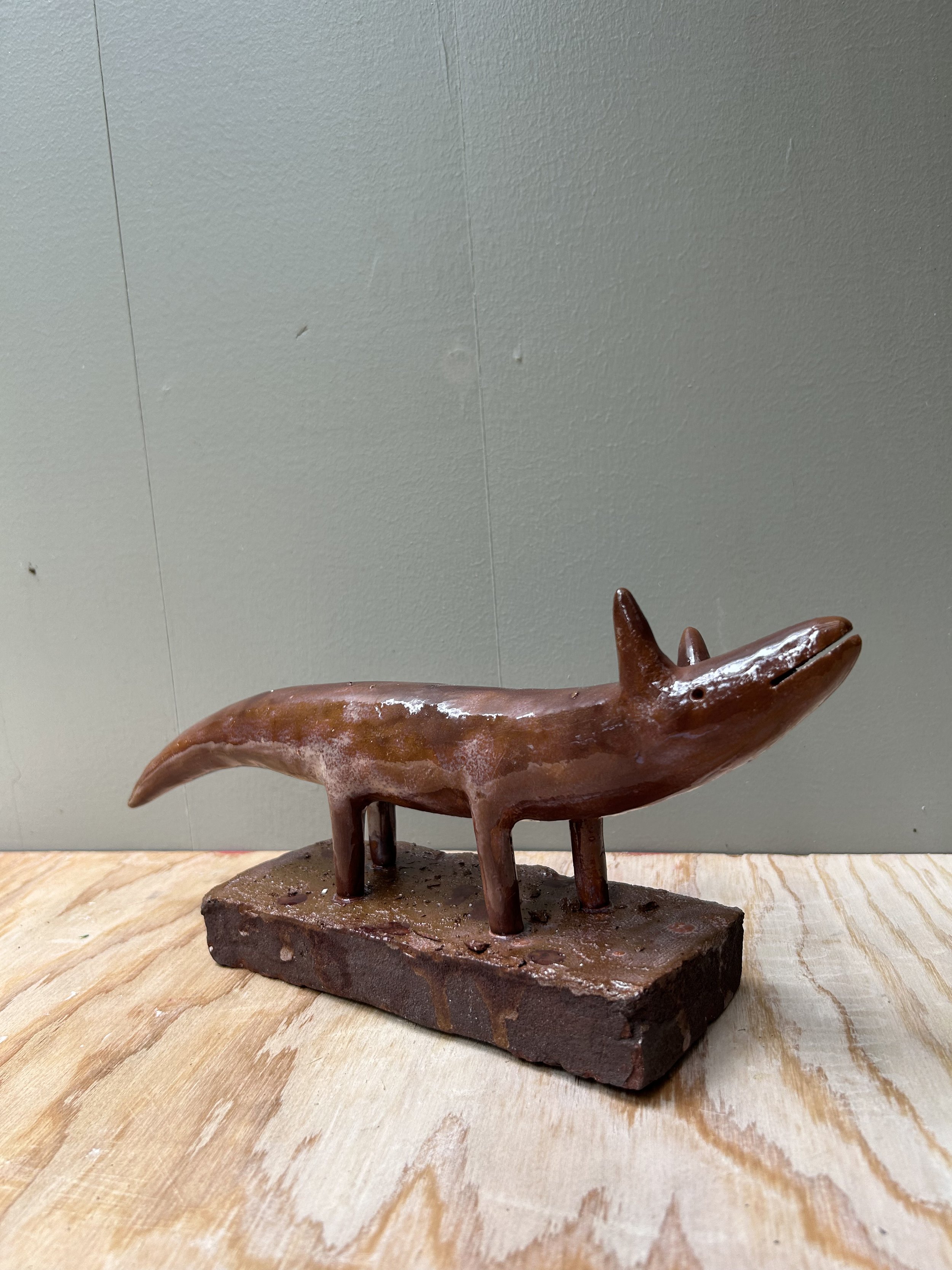 No Title, 2024, ceramic and brick, 6 x 3.5 x 12.5”