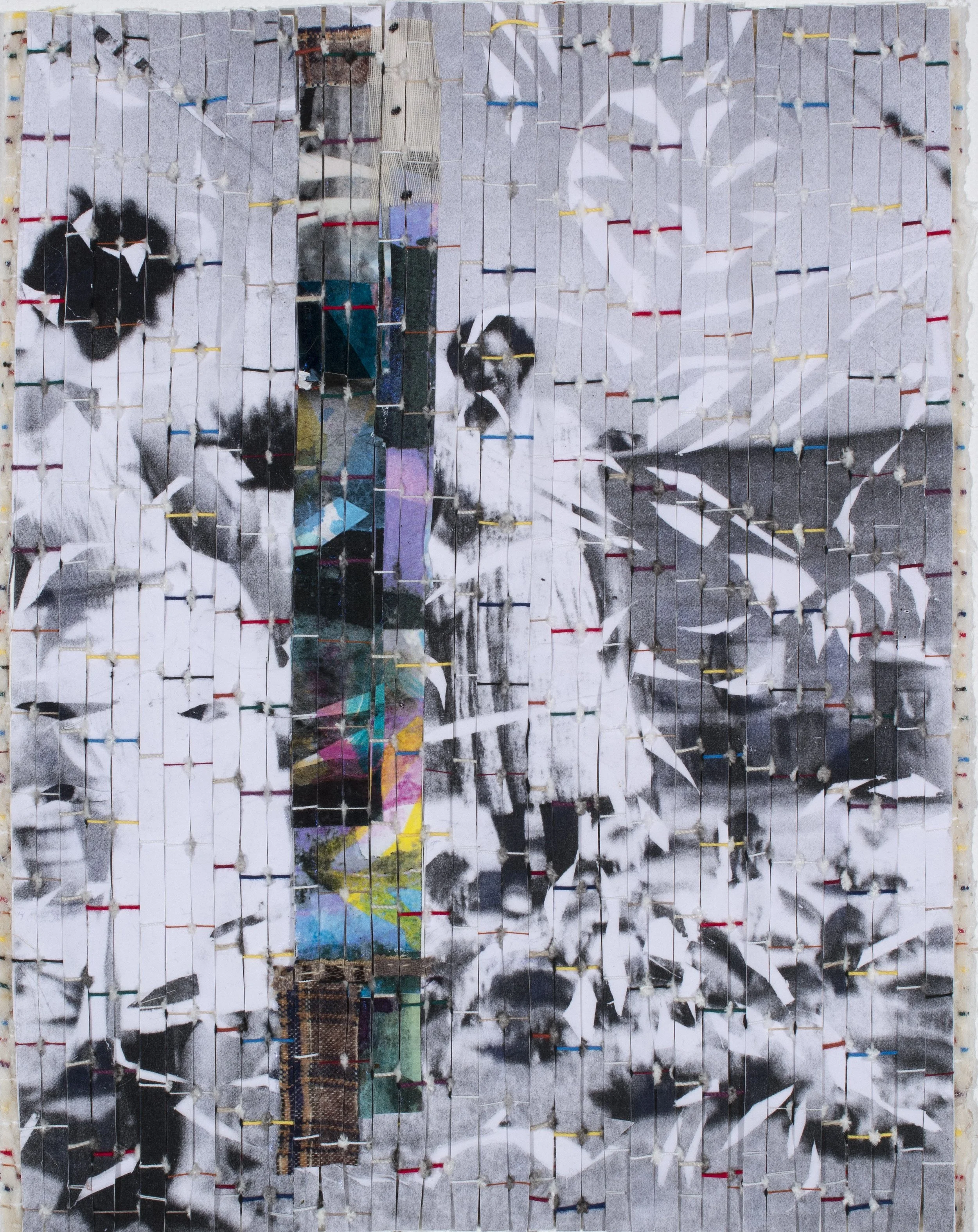 Moonbeams woven photo, paper, thread 12 x 9 inches, 700. 
