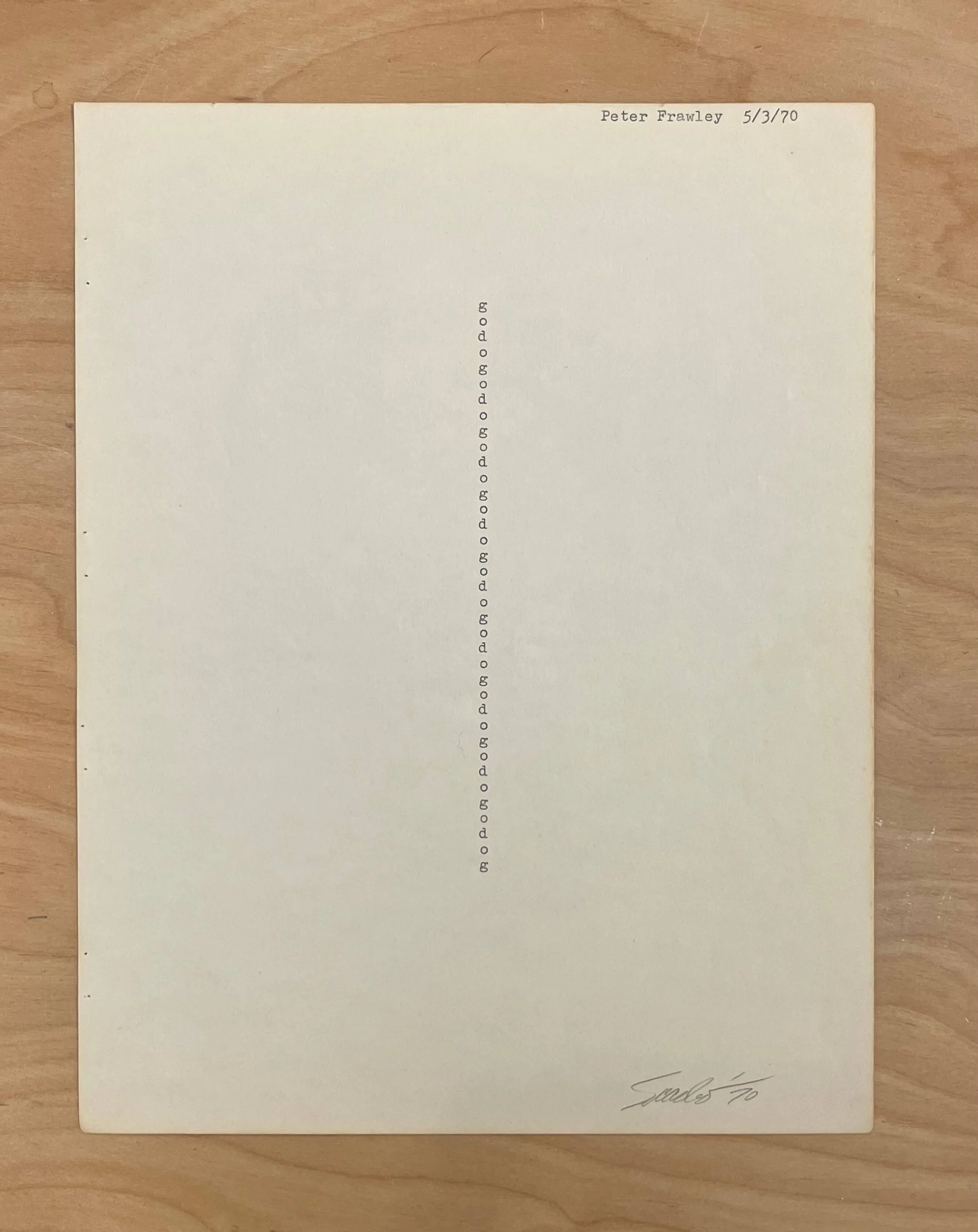 godogodog, 1970, type writer on paper