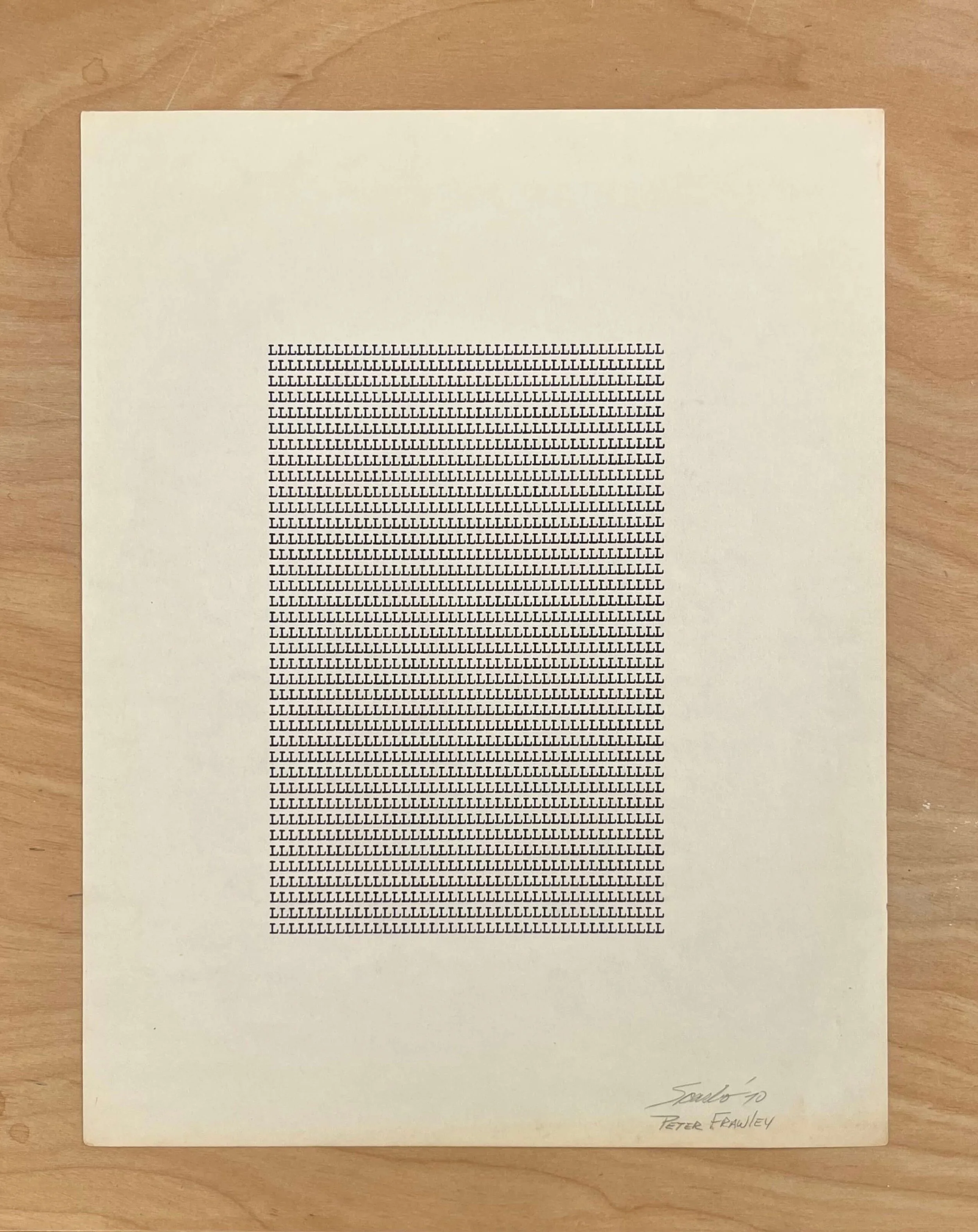 LLLLLLLLLLLLLLLLLLLLLLLLLLLLL, 1970, type writer on paper