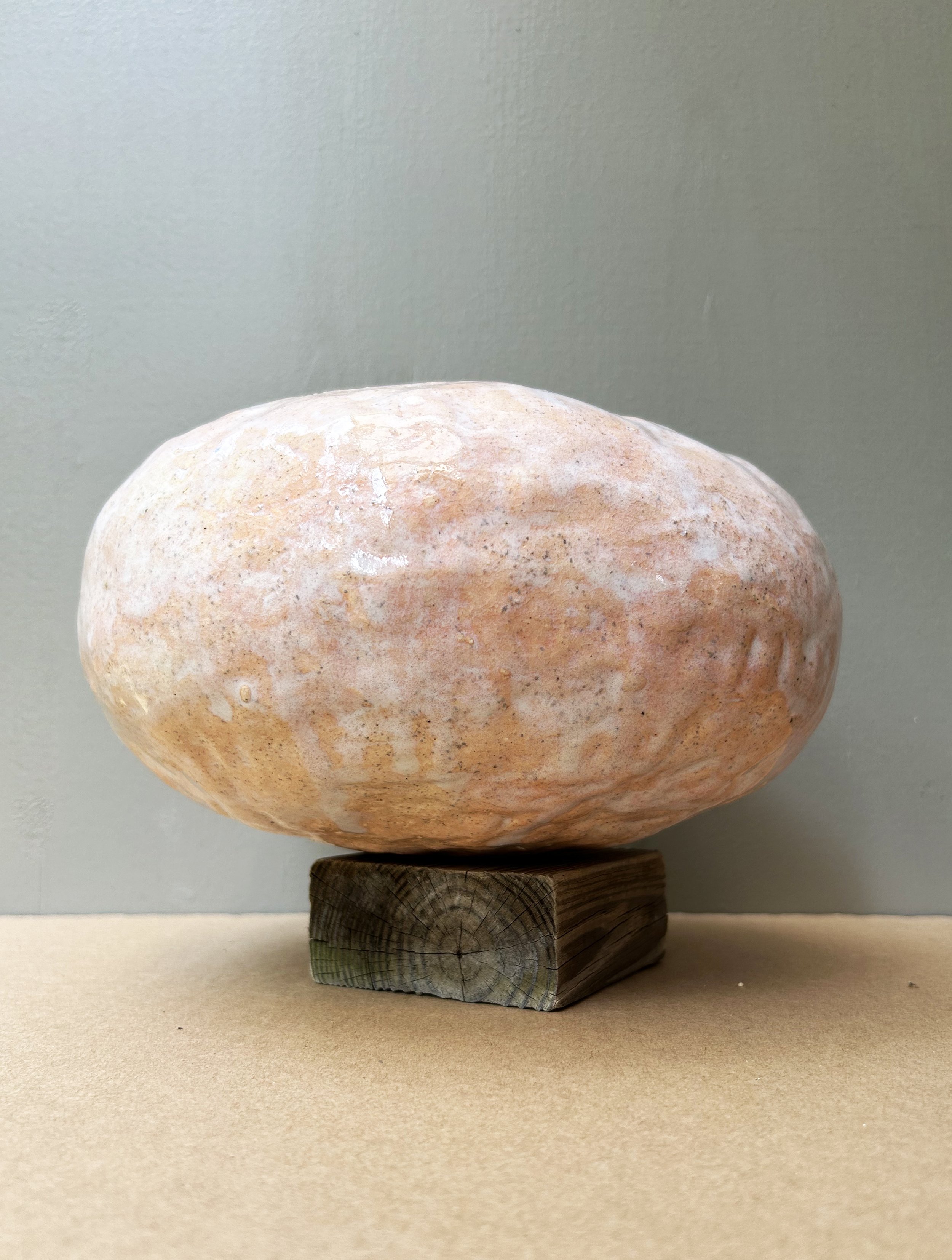 No Title, 2023, ceramic and wood, 7.5 x 9 x 9”