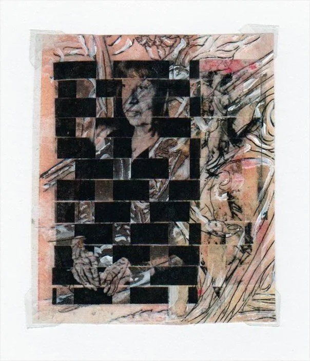 
Stream_L Krasner, 2010-2015 interwoven photo transparencies, with ink, acrylic paint on paper, 8 x 10 inches, 600.