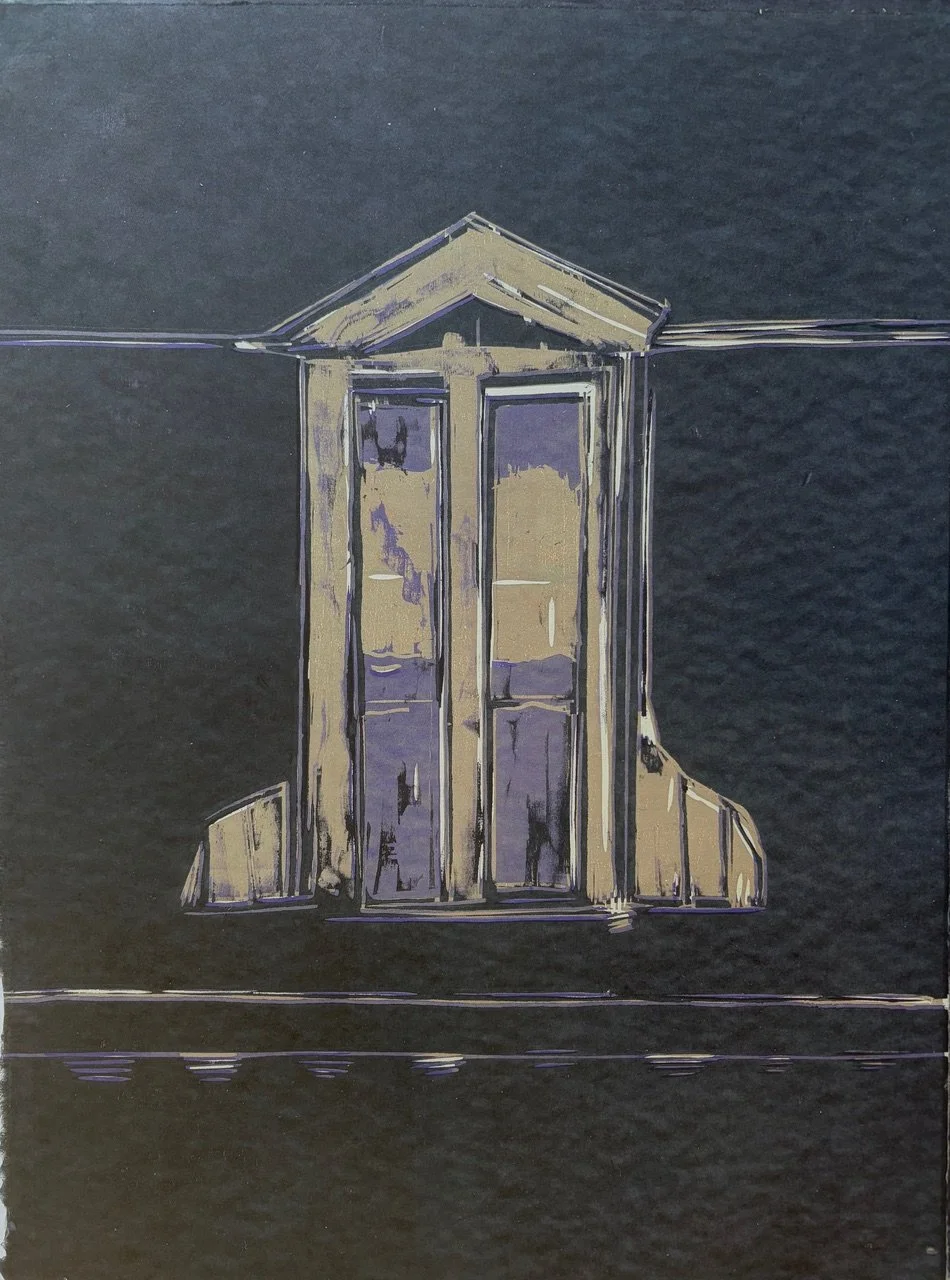 Window Vantage (Violet) #12, 2026, woodcut, 16 x 12 inches