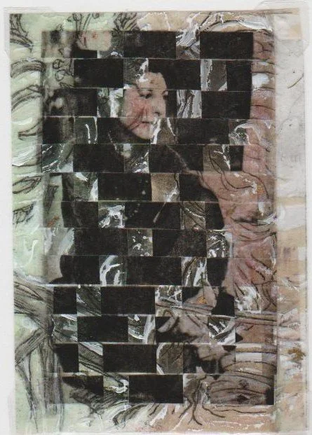 New Moon_H Frankenthaler,  2010-2015 interwoven photo transparencies, with ink, acrylic paint on paper, 8 x 10 inches, 600. 