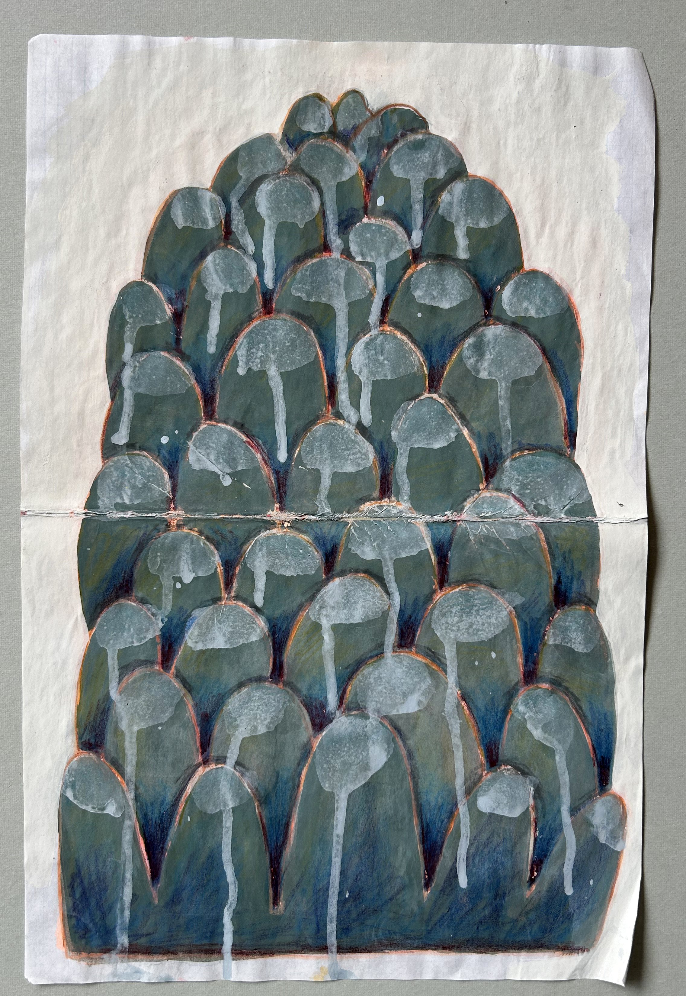 Drawing #10, 2023, acrylic and color crayon on paper, 14 x 10”