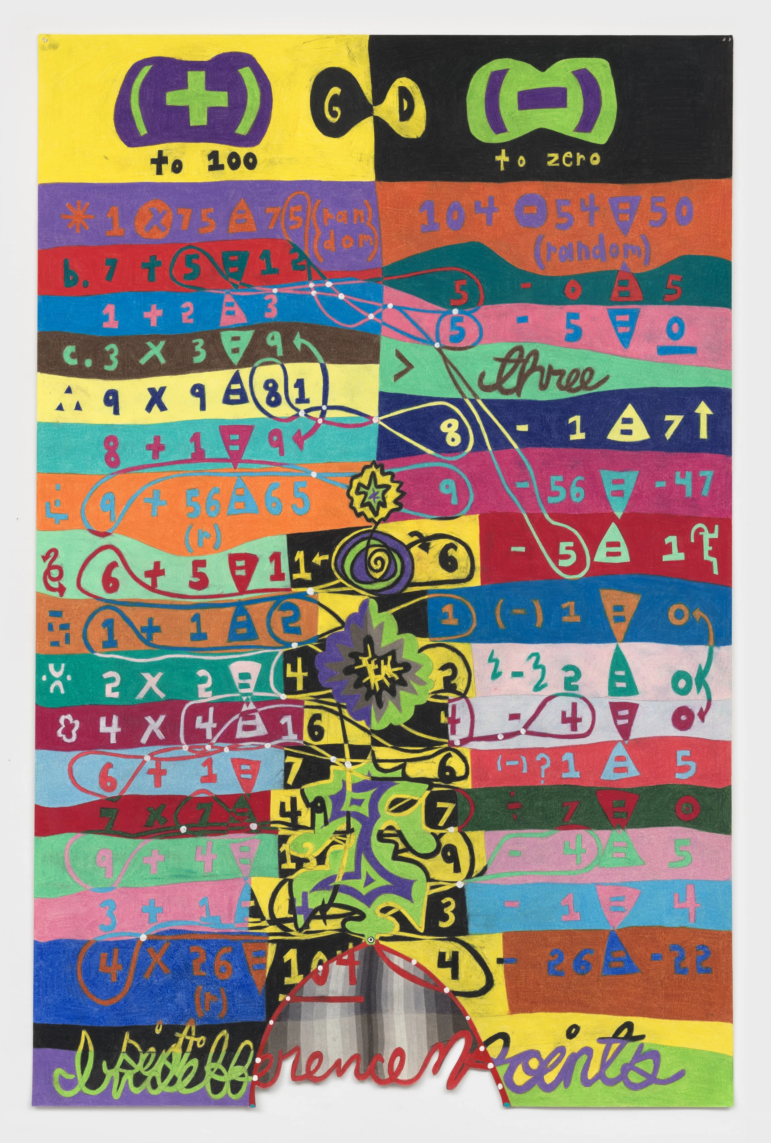 The Point of Indifference, colored pencil and graphite on shaped paper, 40 x 26 inches framed