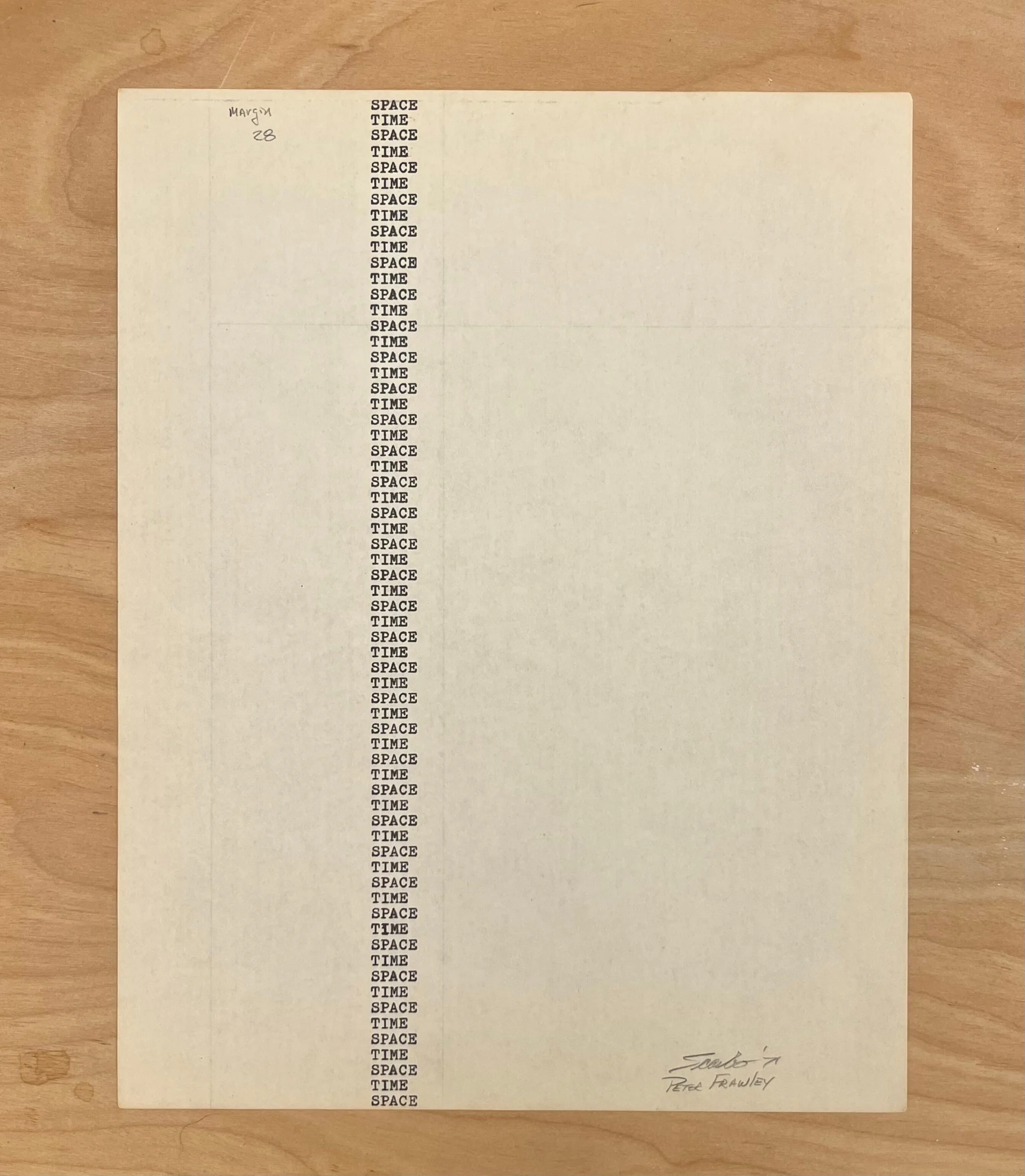 SPACETIME, 1971, type writer on paper