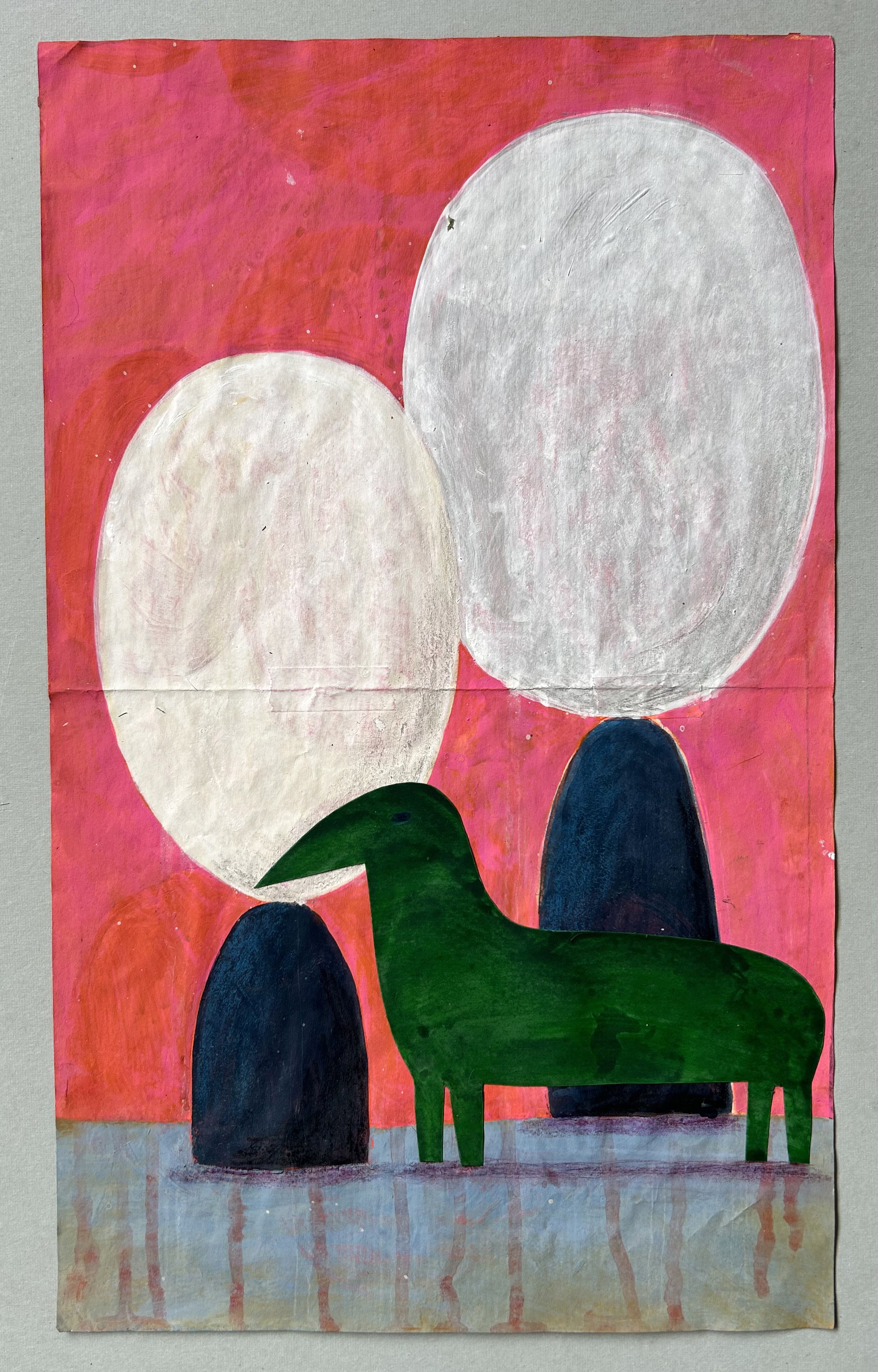 Drawing #4, 2023, acrylic and color pencil on paper, 20 x 10.5”