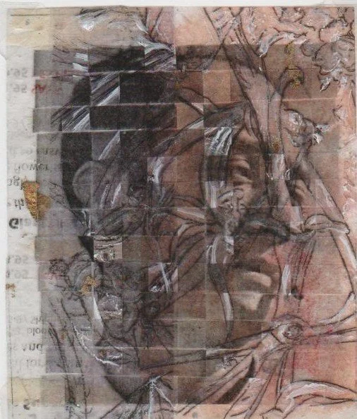 
Bird in Tree_Naguchi,  2010-2015 interwoven photo transparencies, with ink, acrylic paint on paper, 8 x 10 inches, 600.