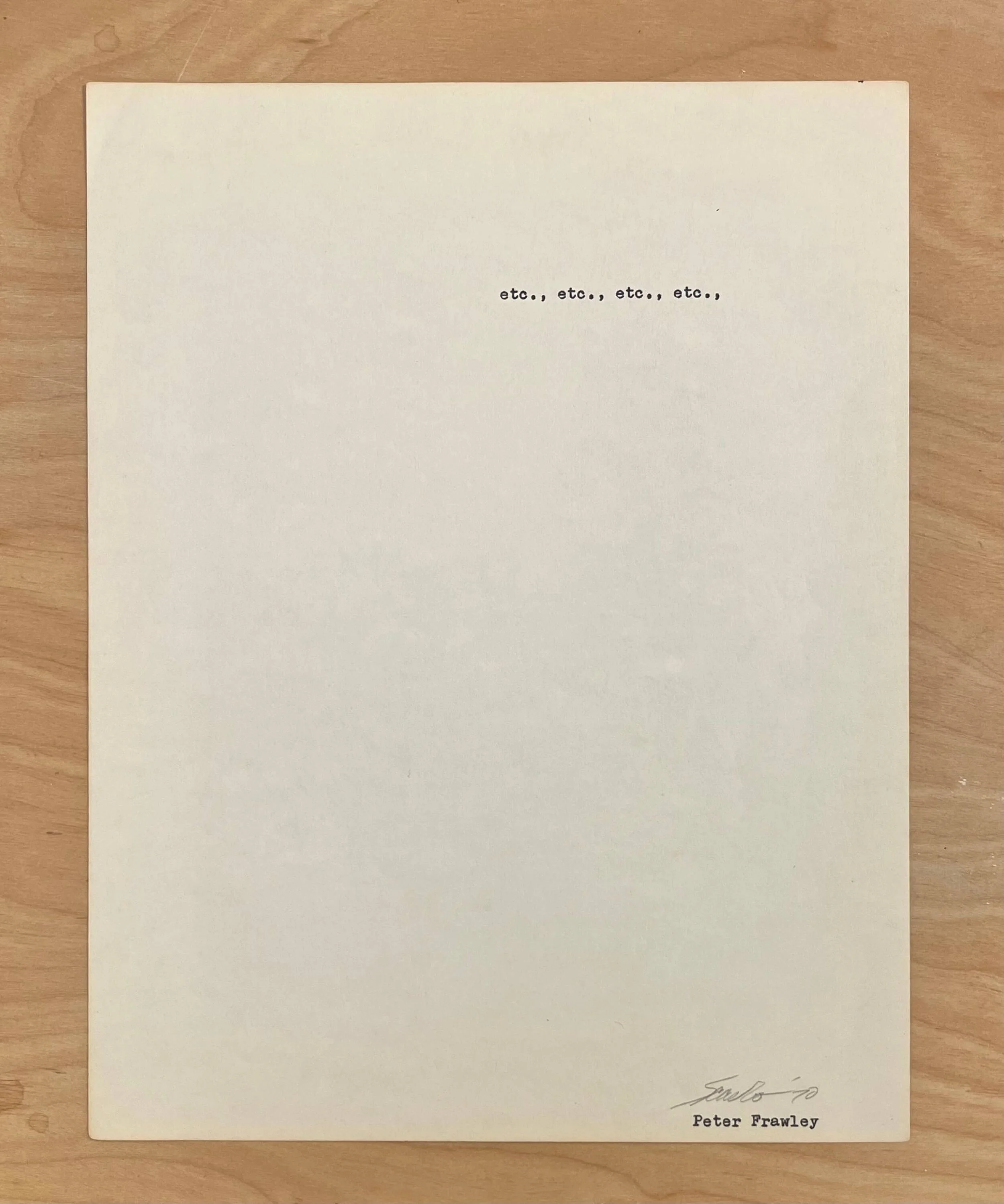 etc., etc., etc., 1970, type writer on paper