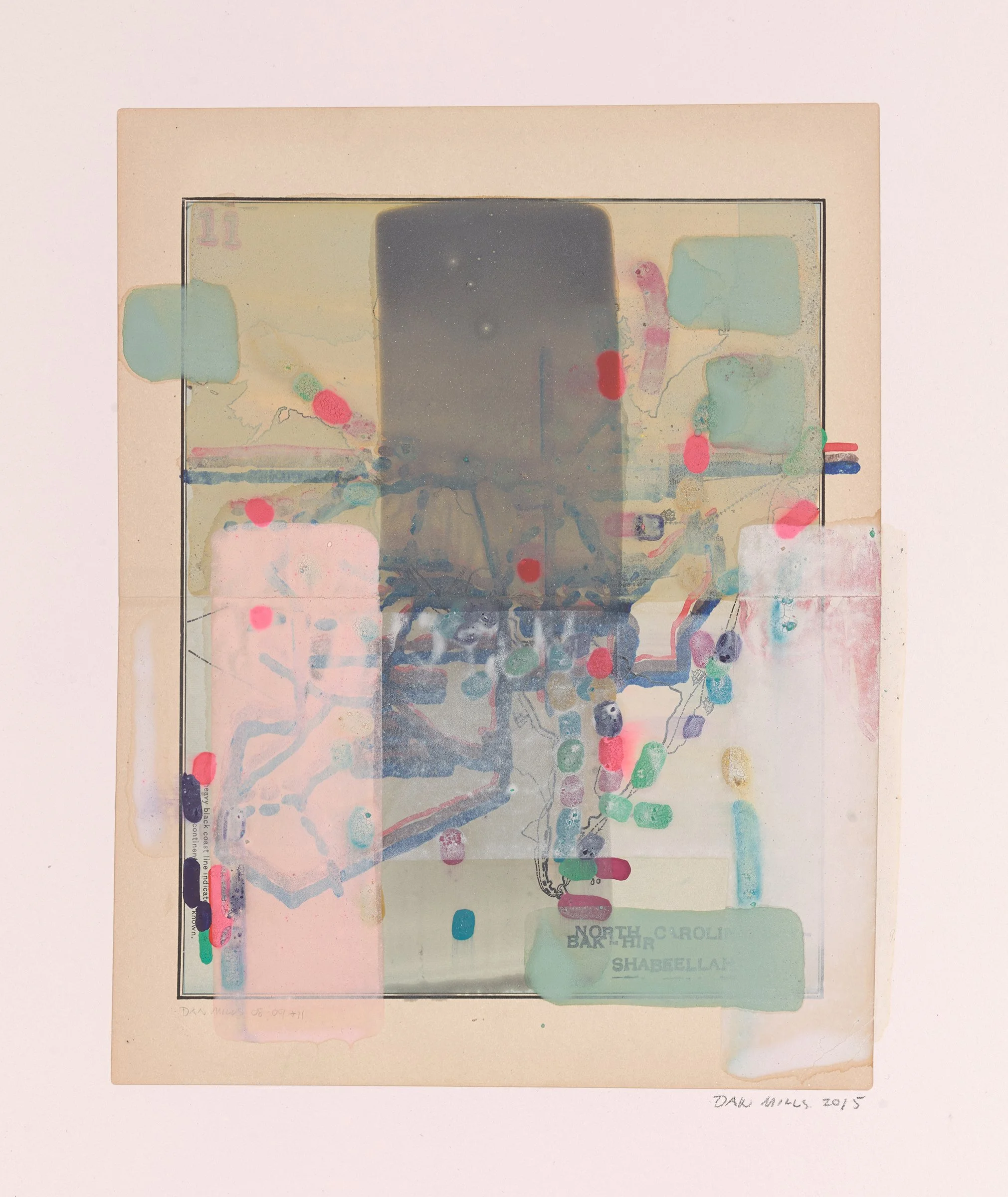 Overpainting Maine VI, 2015, acrylic, watercolor, ink on printed paper, 15 x 11 1/4 inches, 1600.
