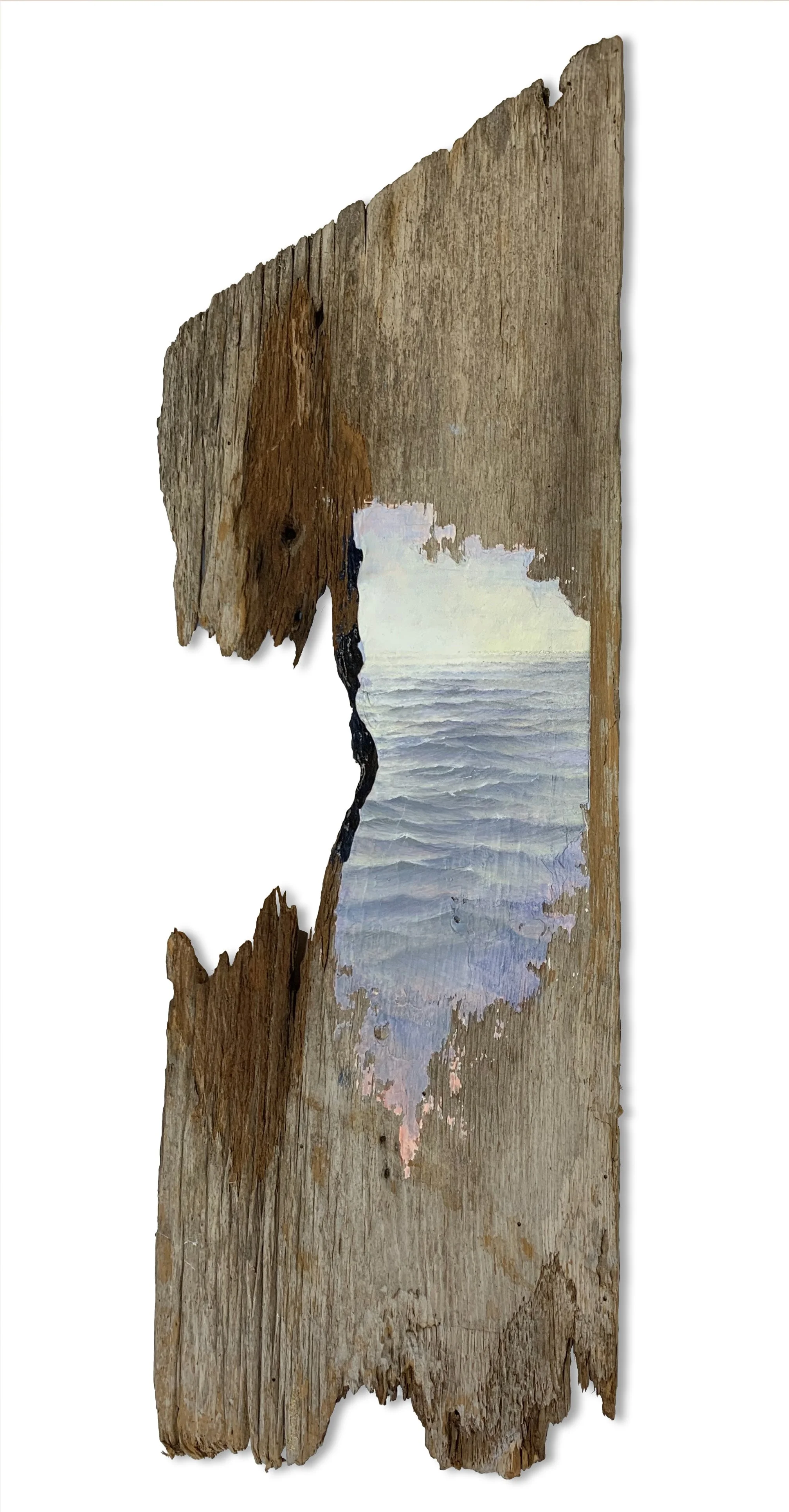 Fort Mercer, 2024, Oil on wood, 29" x 15" x 1 3/4" framed