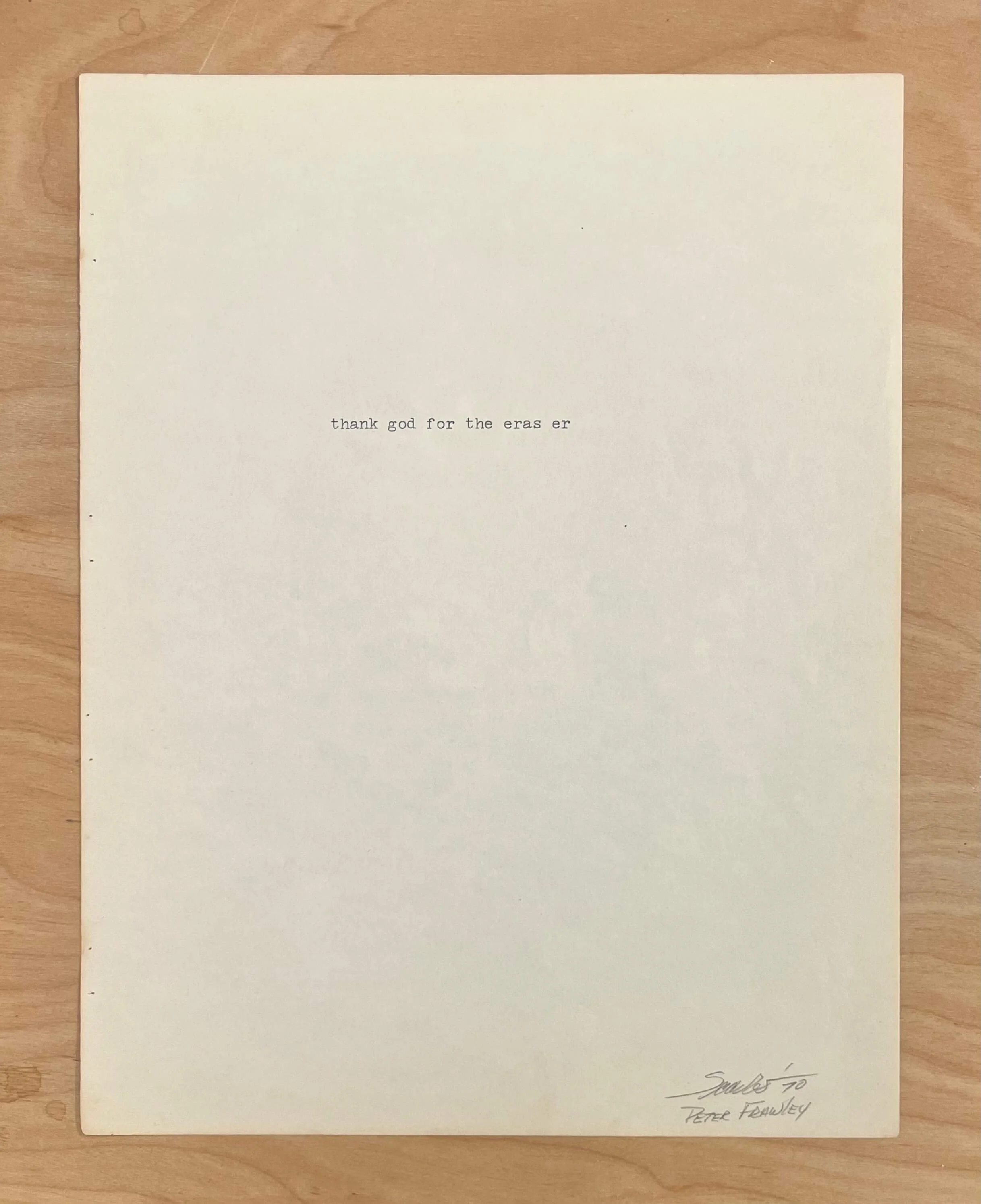 thank god for the eras er, 1970, typer writer on paper