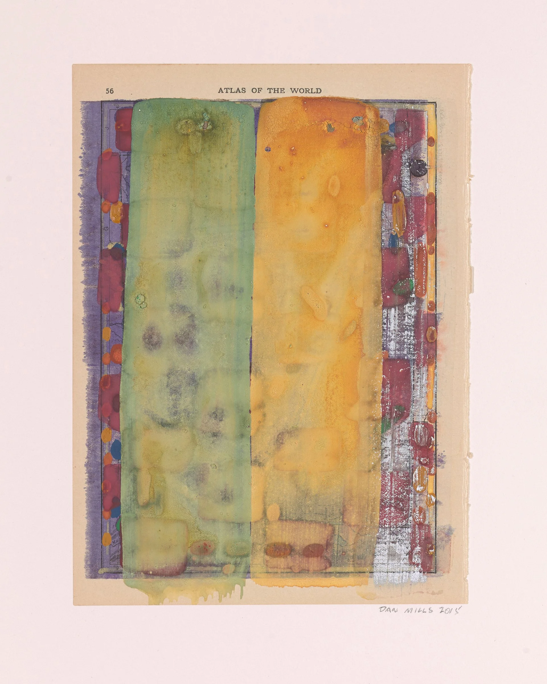 Overpainting Maine VIa, 2015, acrylic, watercolor, ink on printed paper, 15 x 11 1/4 inches, 1600.