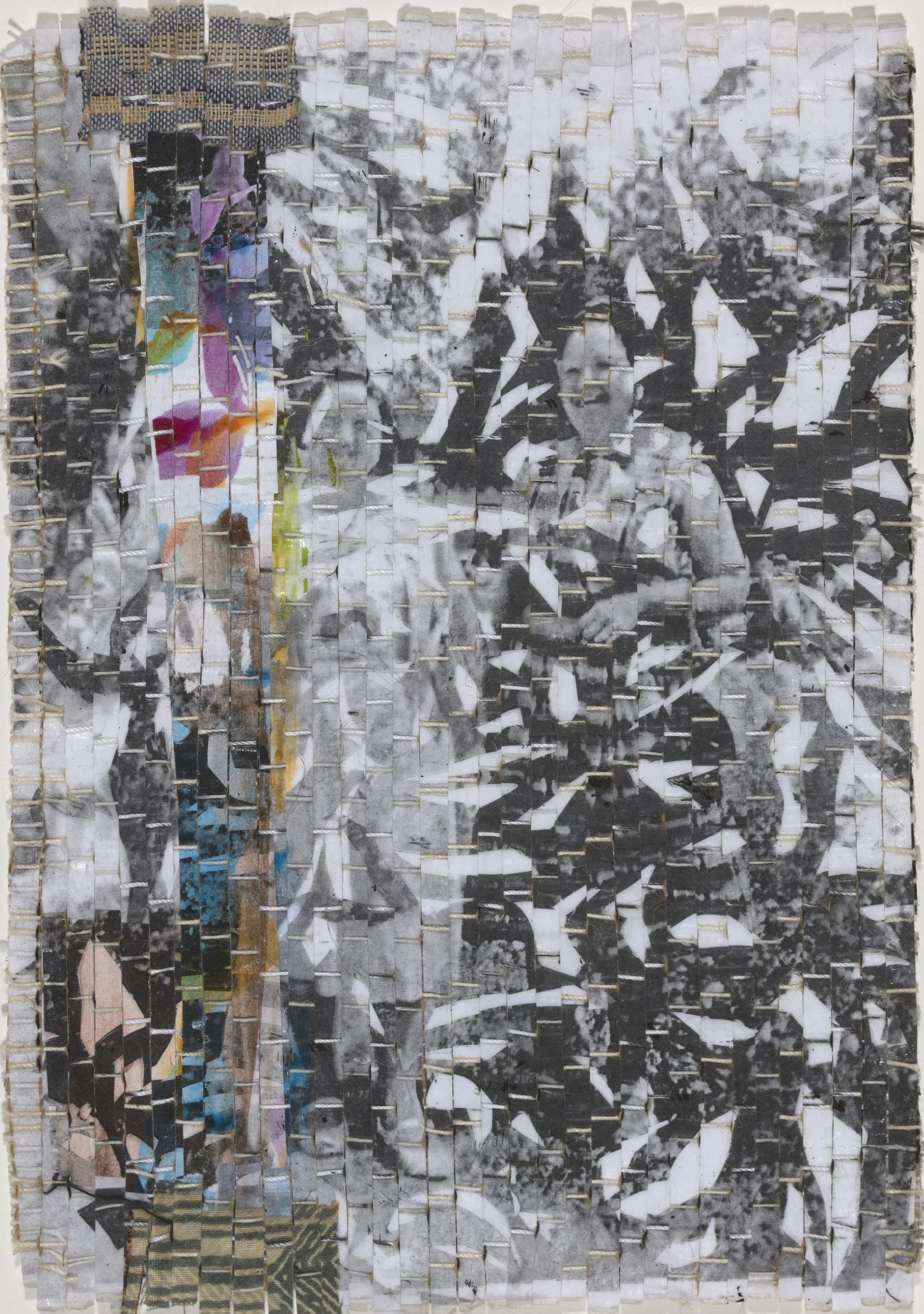 Purple Flame woven photo, paper, thread 8.5 x 8.25 inches, 700. 