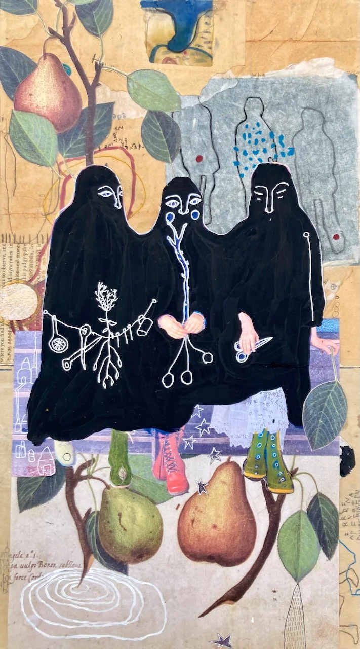 Three Evelyn's, Mixed Media, $300.