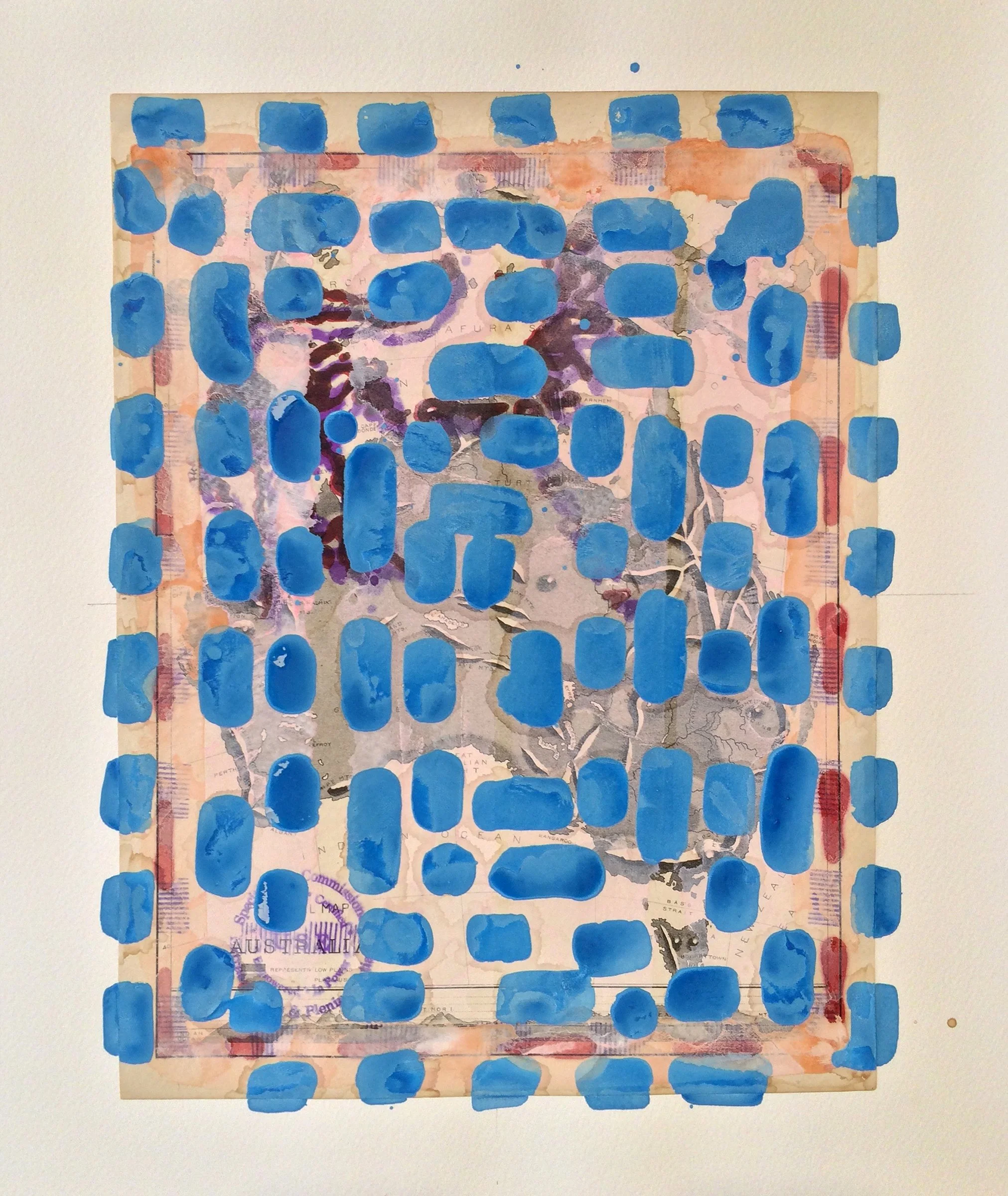 Outer Cape Overpainting VII, 2016, acrylic,
watercolor, ink on printed paper, 15 x 14 inches, 1600.