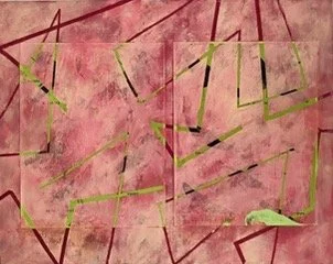 Finally There, 2025, mixed media on wood panel, 16 x 20 inches