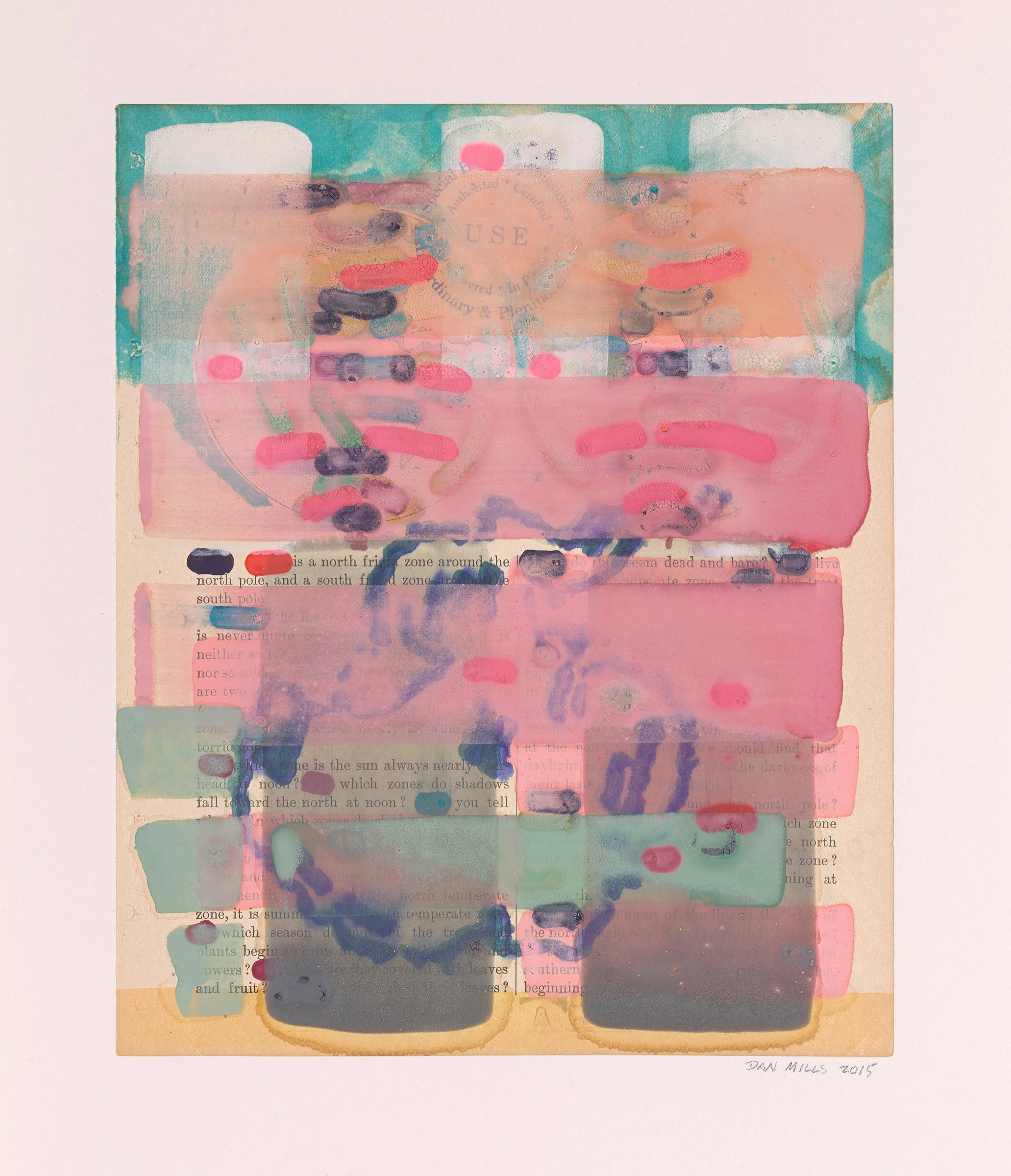 Overpainting Maine VII, 2015, acrylic, watercolor, ink on printed paper, 15 x 11 1/4 inches, 1600.