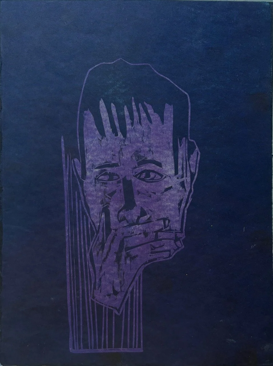 Say Nothing (Violet), 2026, woodcut edition, 6 of8, 16 x 12 inches, 600.