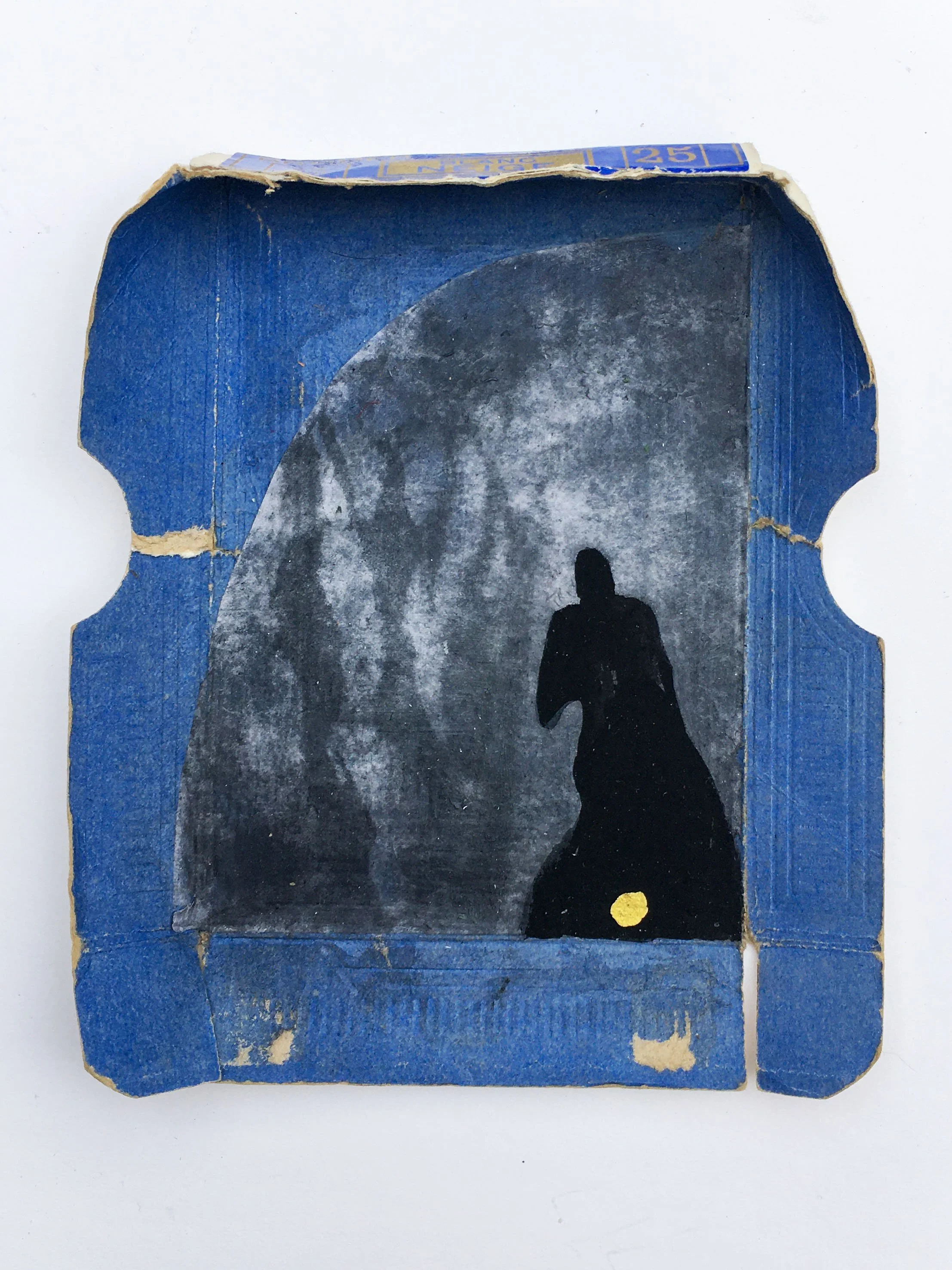 The Luring, 2020. Paper, box lid, gouache, gold paint. 6 x 5 x 1 inches