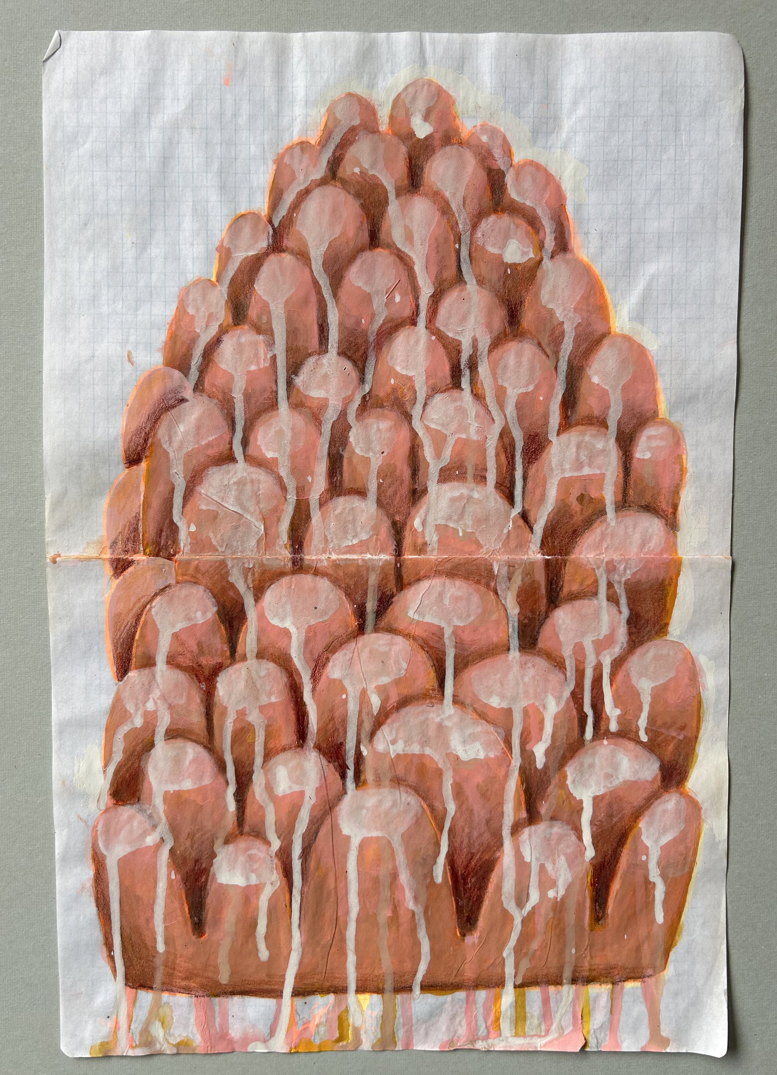 Drawing #09, 2023, acrylic and color crayon on paper, 14 x 10”