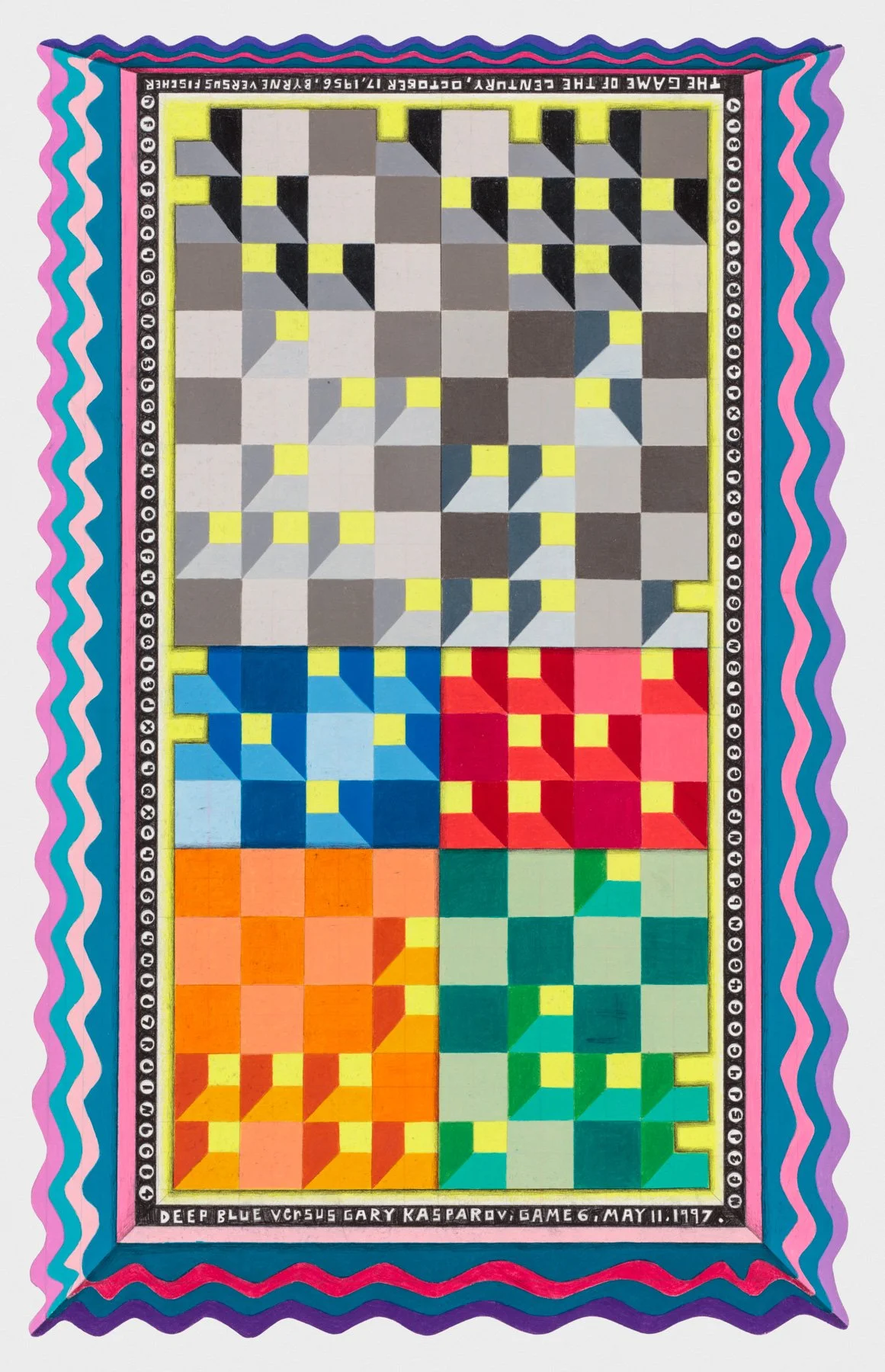 The Games of the Century, 2016, colored pencil and graphite on paper, 29.5 x 18.5 inches frames