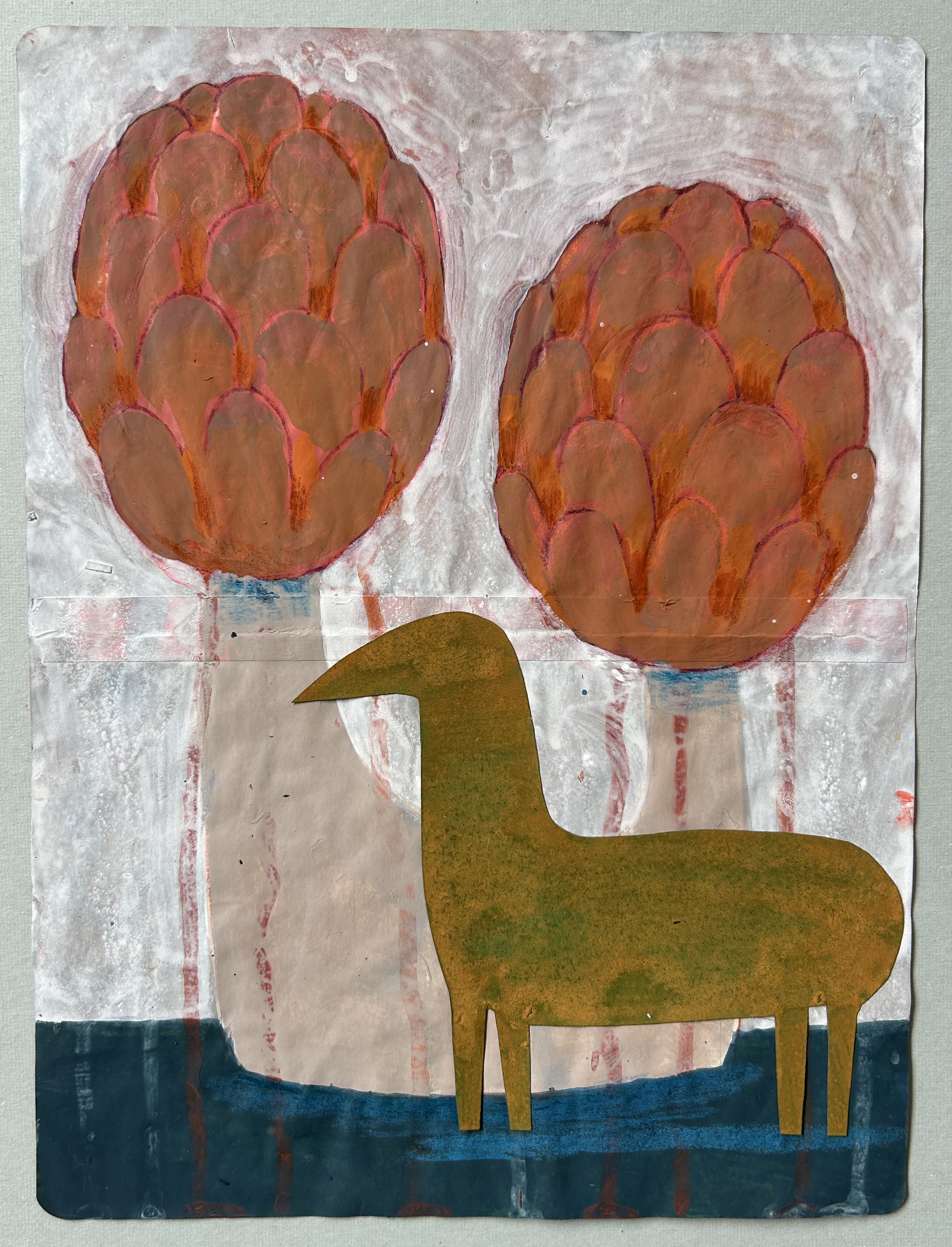 Drawing #5, 2023, acrylic and color pencil on paper, 11 x 8”