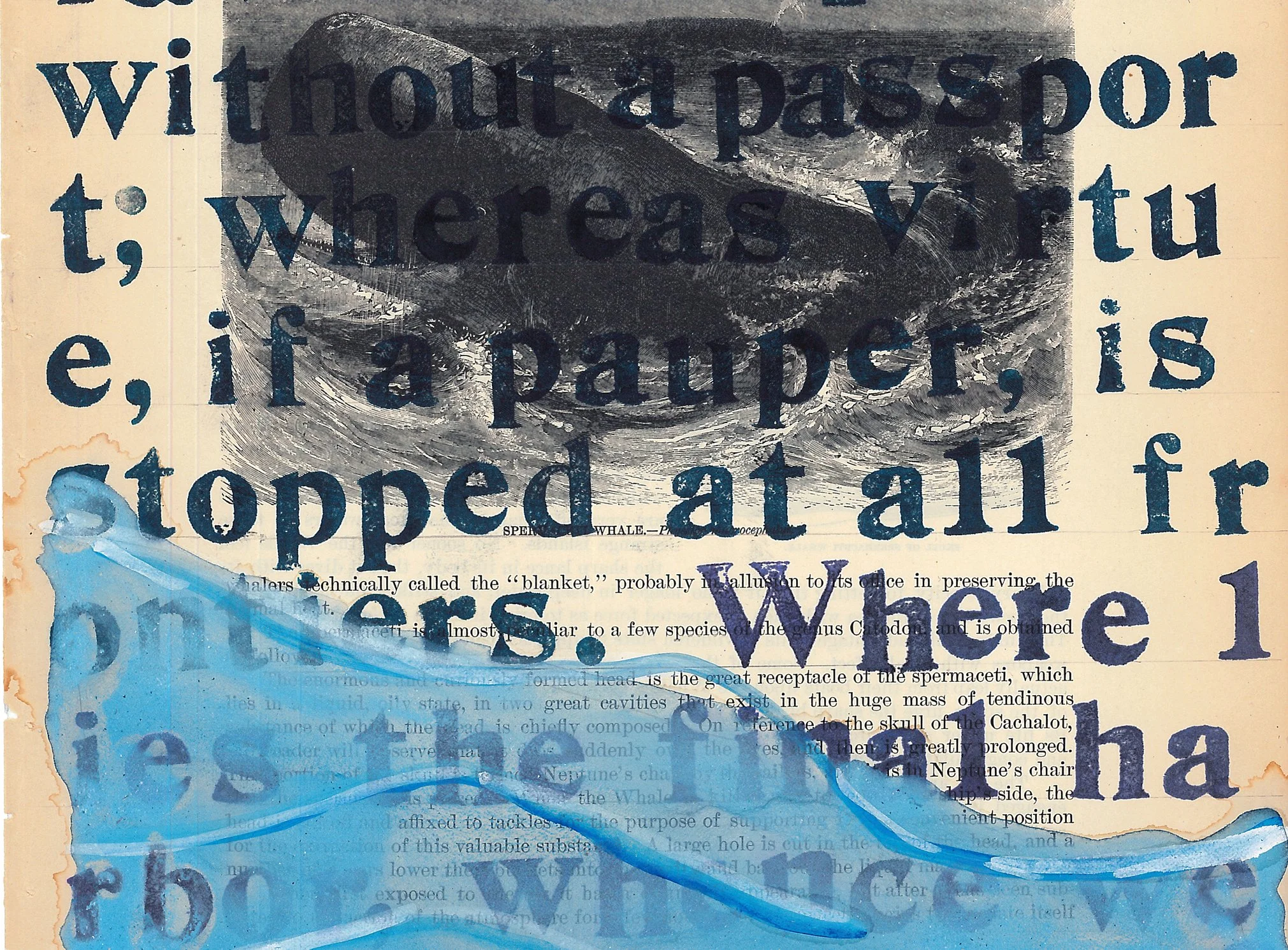 Where Lies the Final Harbor, 2016, ink, watercolor on printed paper, 15 x 11 inches,  1600.