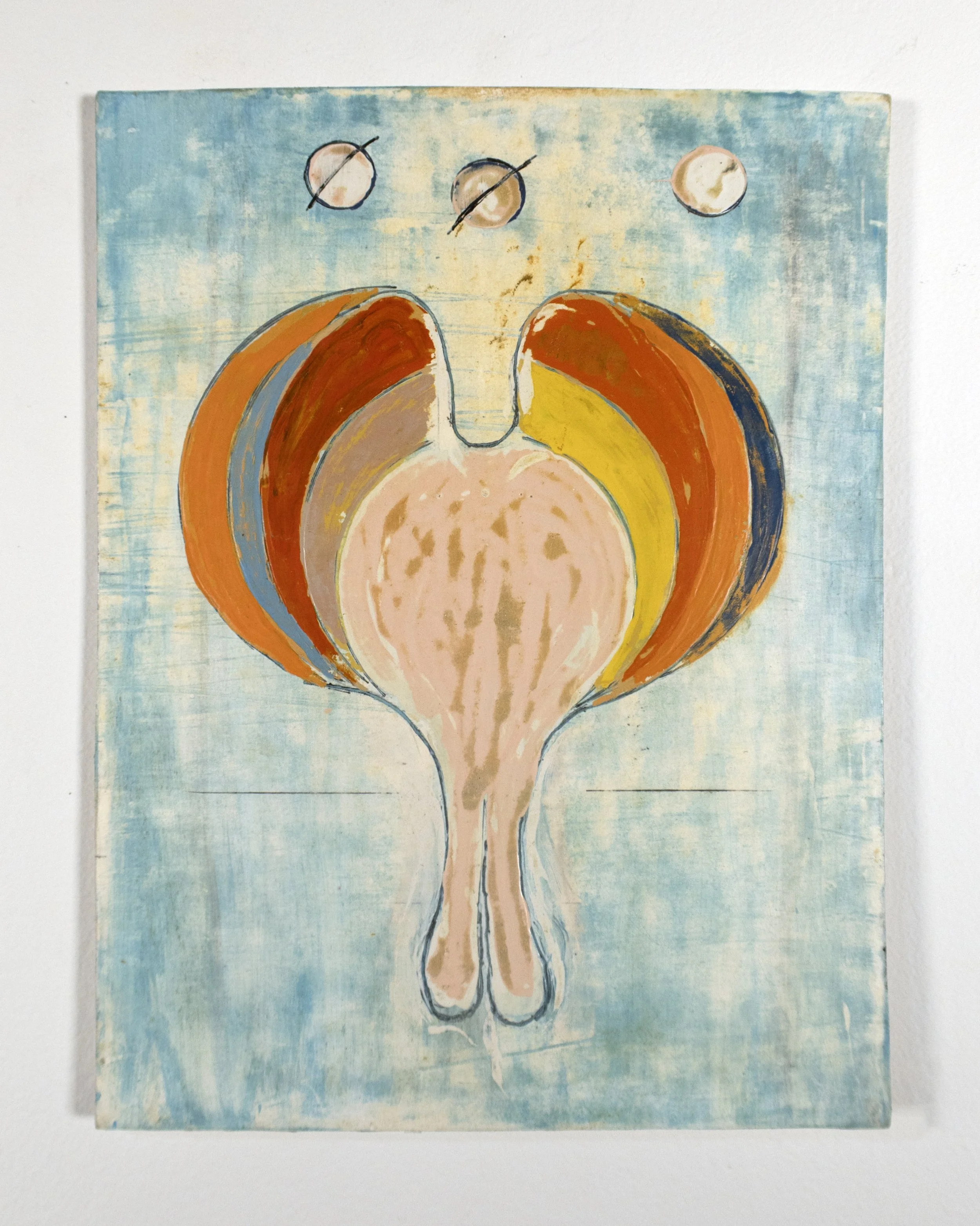 Untitled, 2025, enamel and graphite on paper on canvas panel, 12 x 9 inches