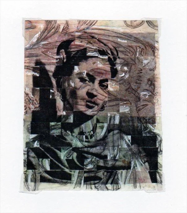 
Porrtrait_F Kahlo, 2010-2015 interwoven photo transparencies, with ink, acrylic paint on paper, 8 x 10 inches, 600. 