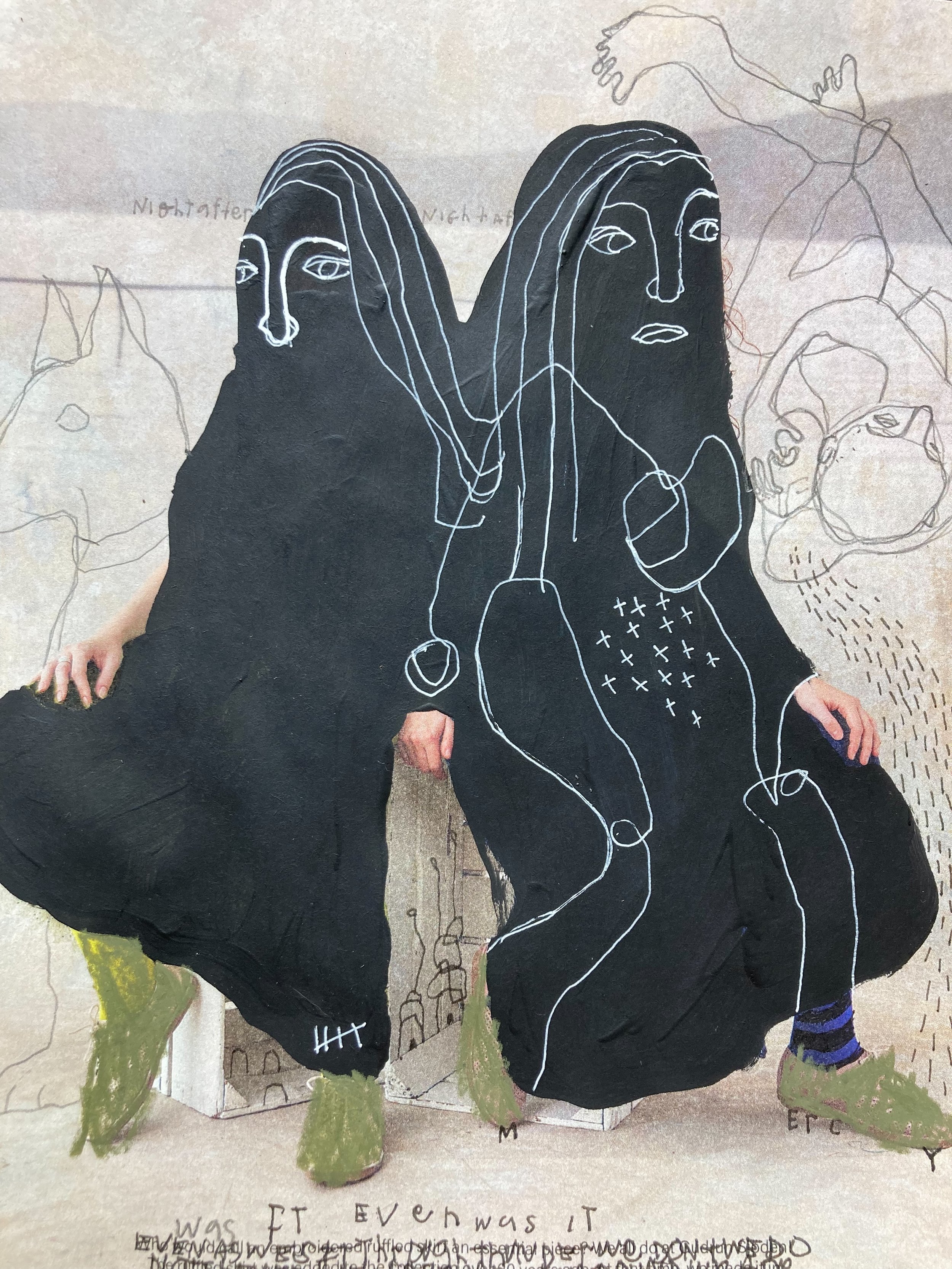 Untitled, 2024, mixed media on catalog page, 8.5 x 11 inches, $300.