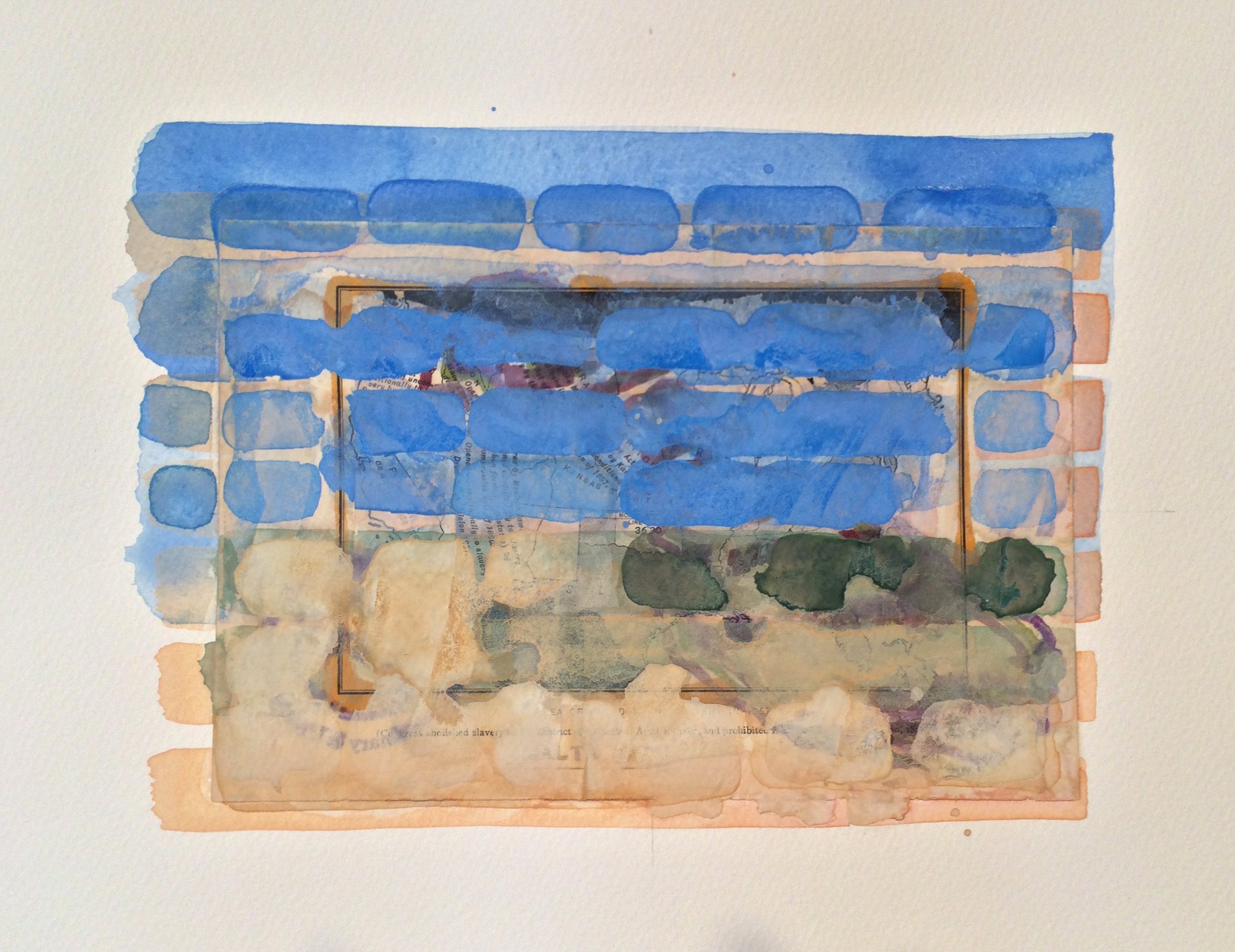 Outer Cape Overpainting X, 2016, acrylic, watercolor, ink on printed paper, 11 x 15 inches, 1600.