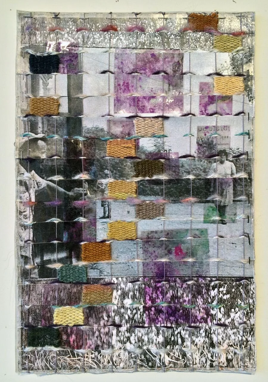 Ragweed, woven mixed media with yarn dyed from nature, 17 x 11 inches, 1000. 