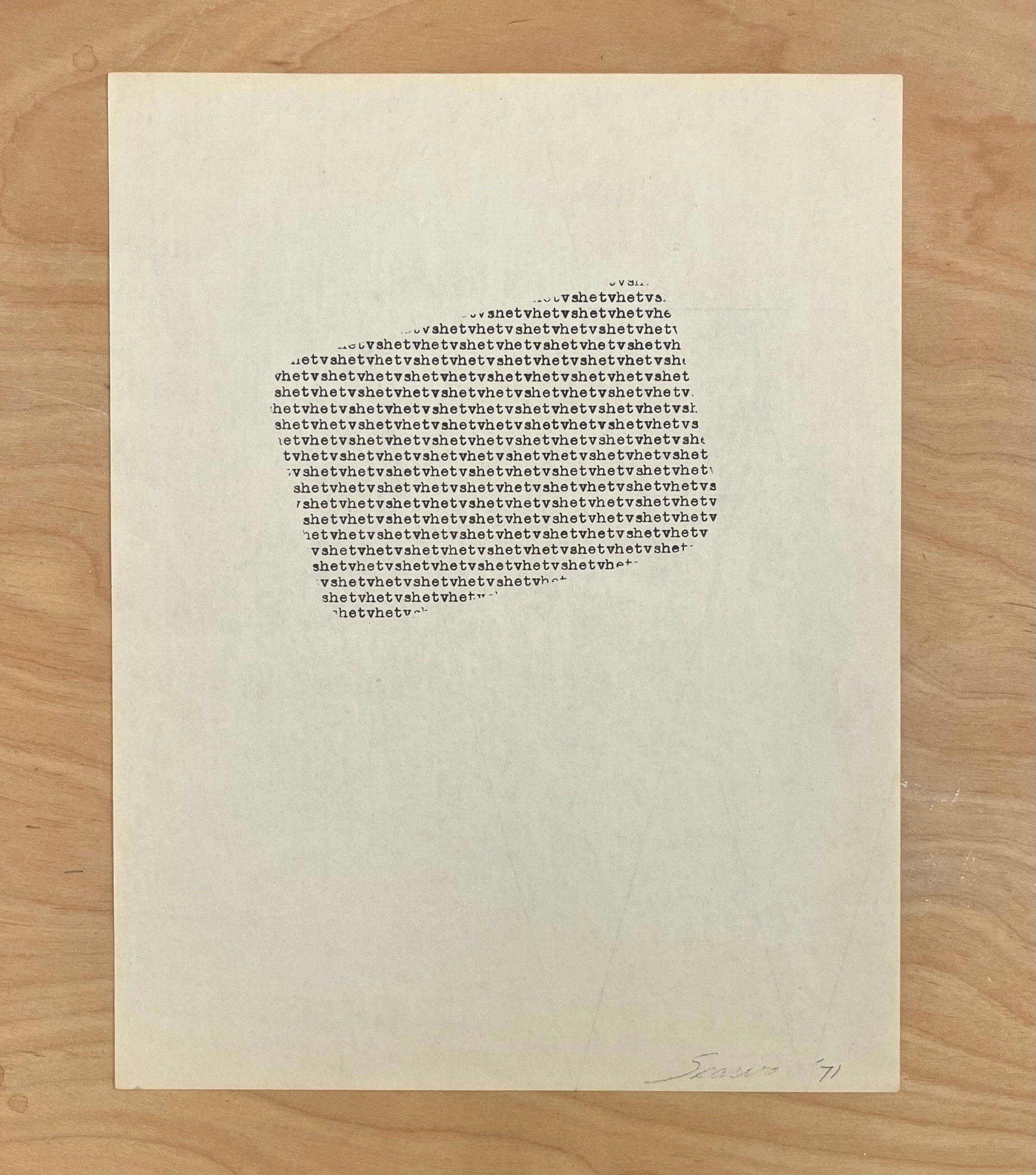 shetvhetv, 1971, type writer on paper