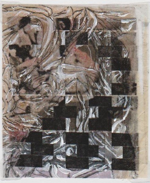 
White Out_E DeKooning, 2010-2015 interwoven photo transparencies, with ink, acrylic paint on paper, 8 x 10 inches, 600. 