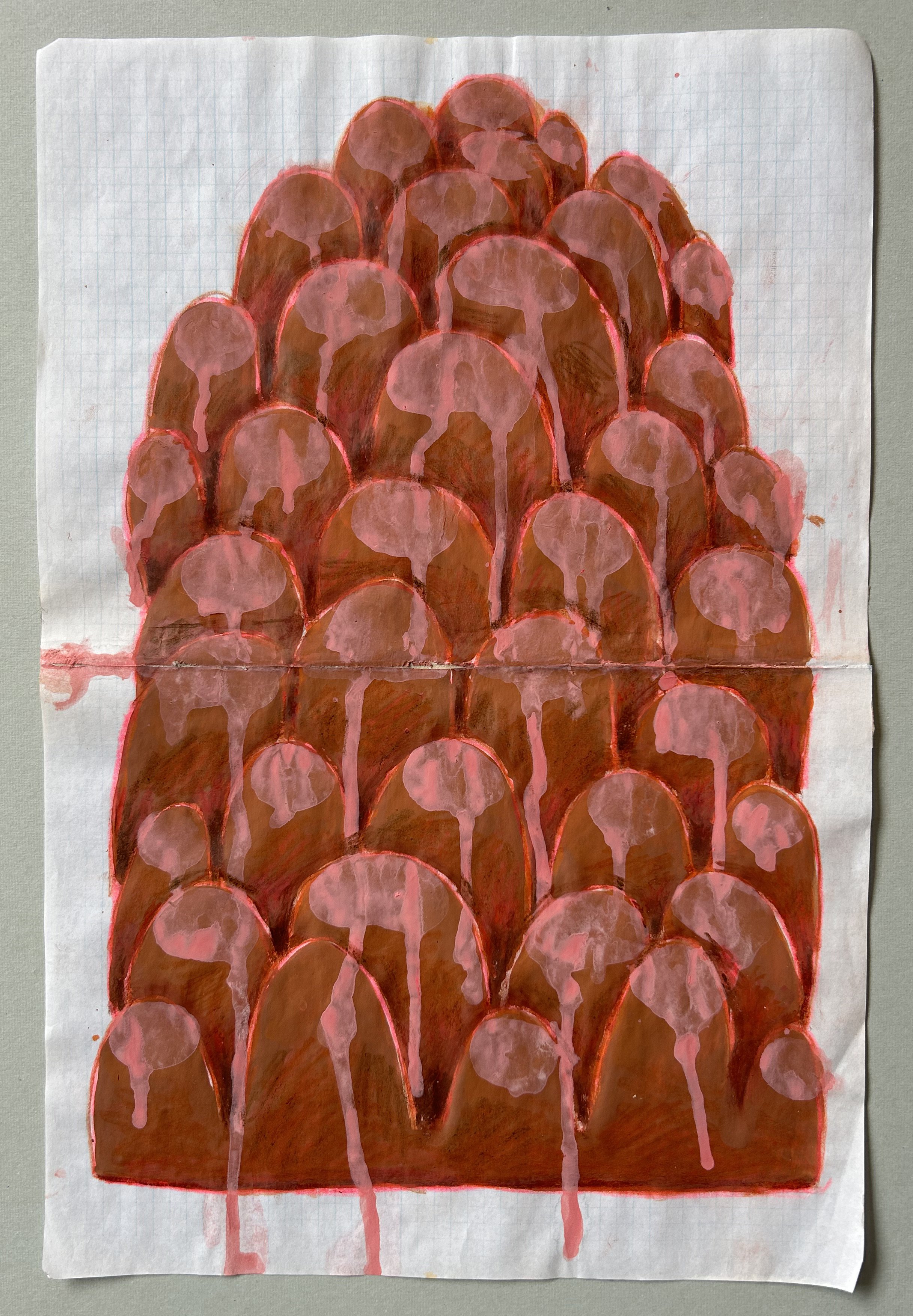 Drawing #11, 2023, acrylic and color crayon on paper, 14 x 10”