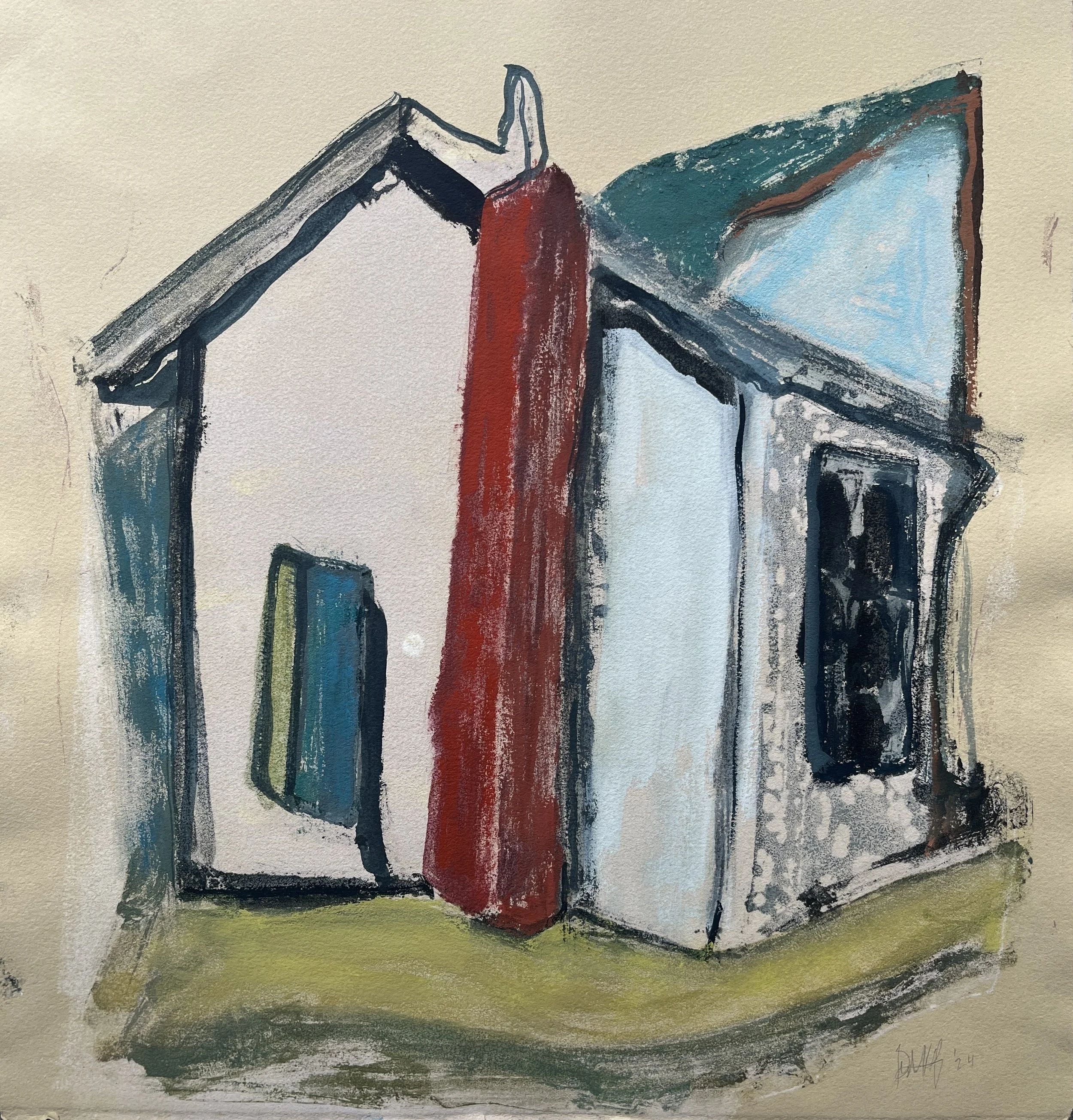 Chimney House, 2024, monotype, 14 x 13.25 inches, $450.