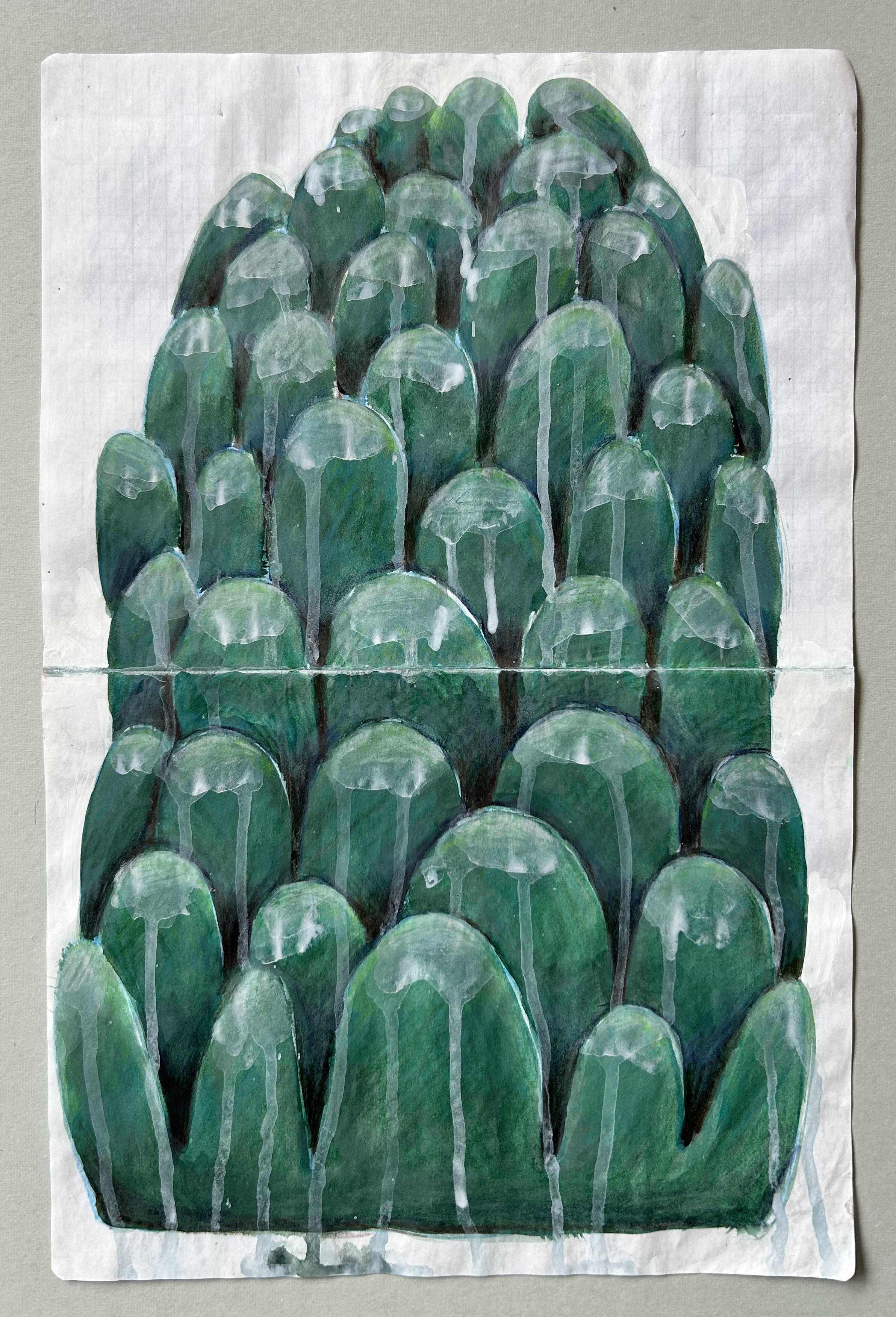 Drawing #12, 2023, acrylic and color crayon on paper, 14 x 10”