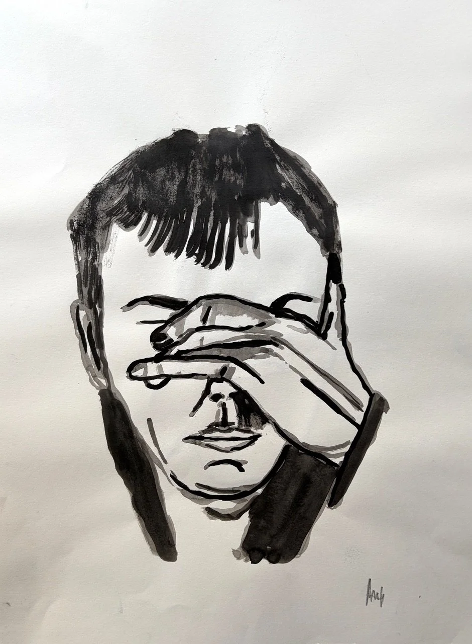 See Nothing, 2026, ink on paper, 16 x 12 inches, 600