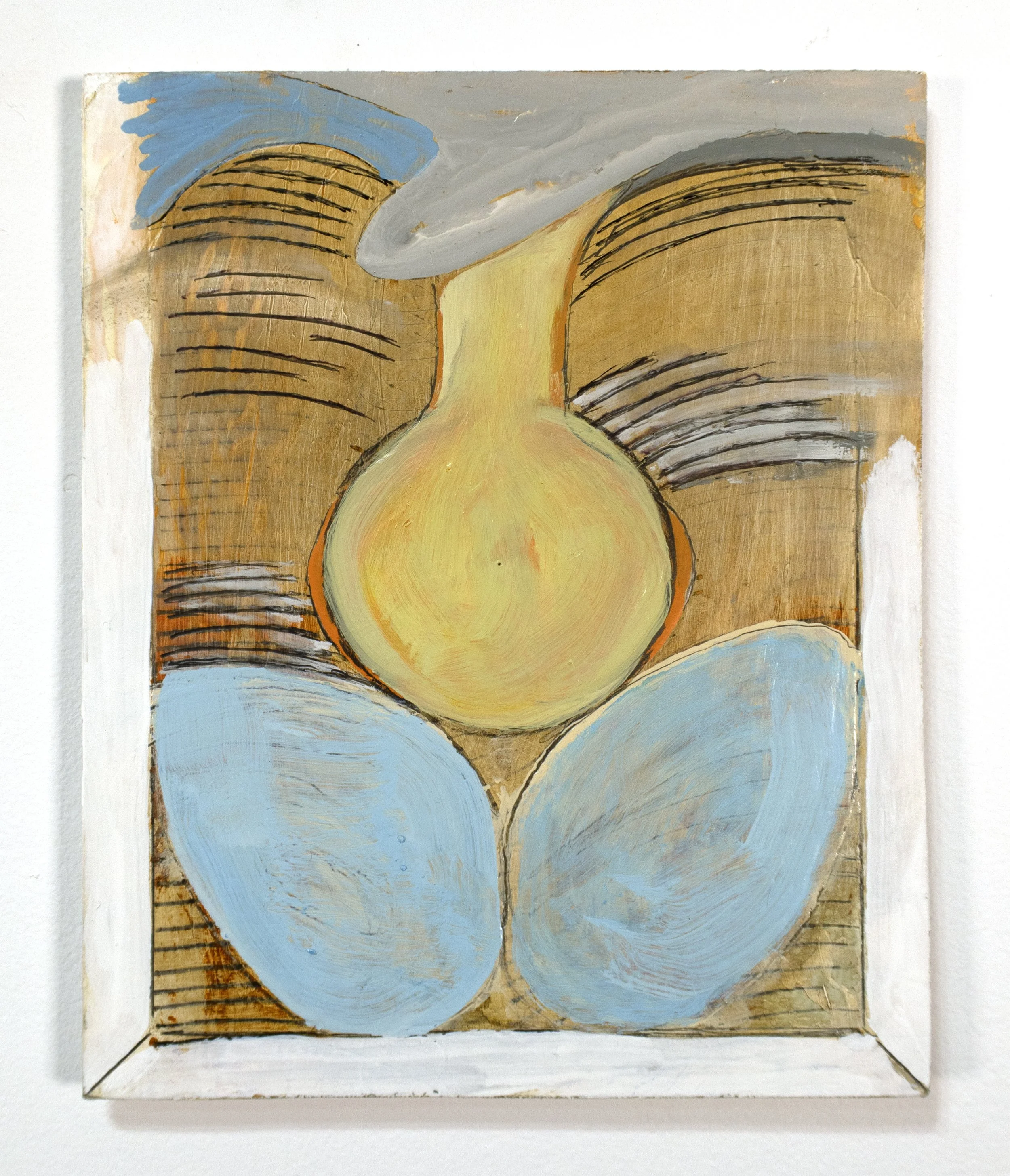 Untitled, 2026, enamel and graphite on paper on canvas panel, 10 x 8 inches