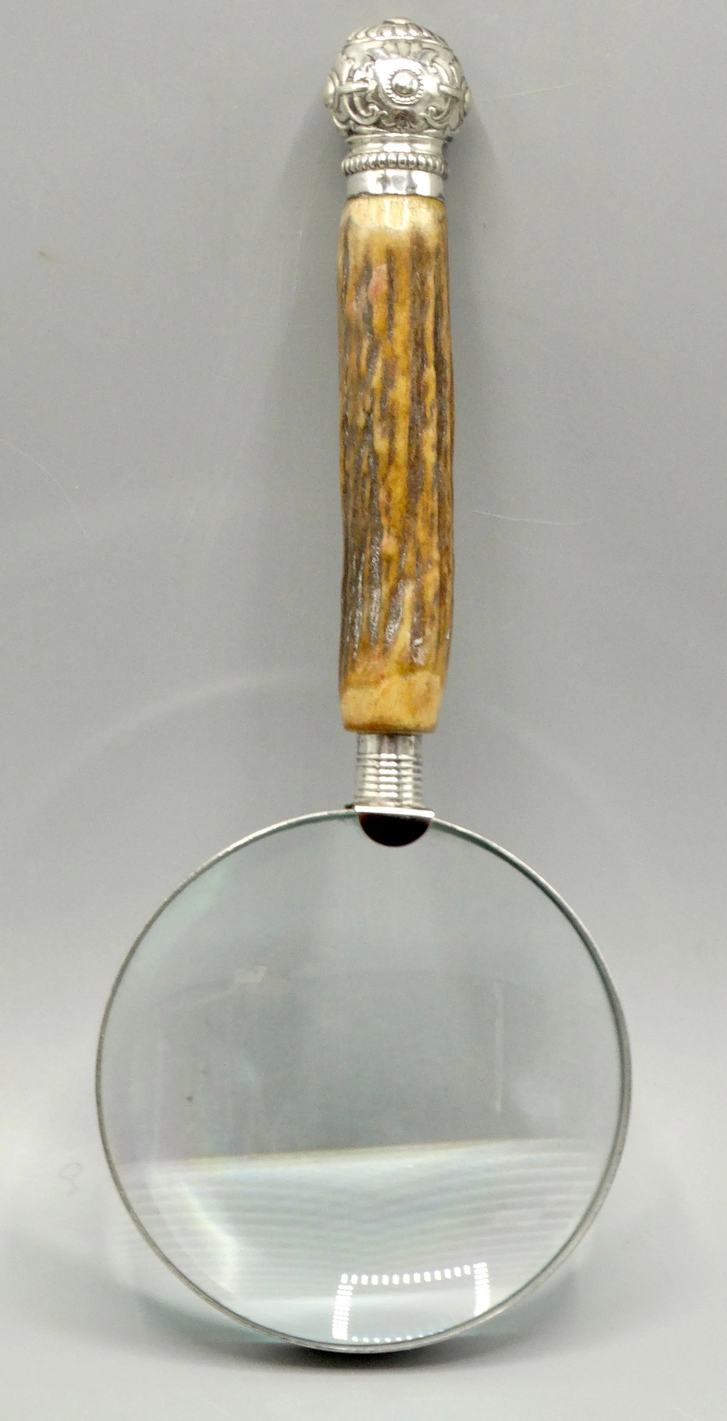 Antique English Sterling & Stag Horn Magnifying Glass w/ Hallmarks