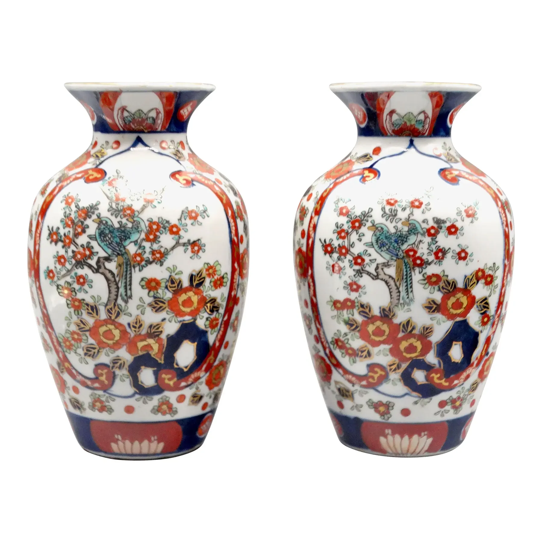 Antique Japanese Porcelain Imari Vases, a Pair