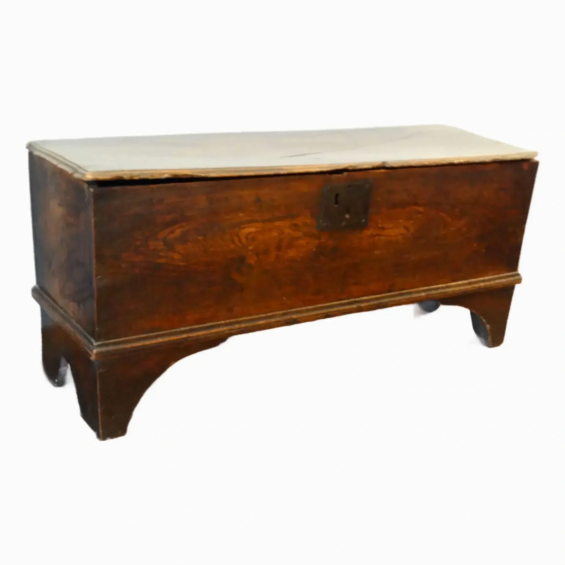18th-Century English George III Six Board Elm Coffer