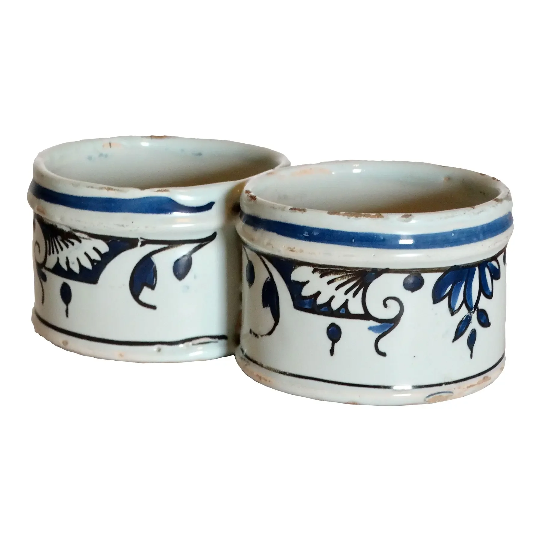 Antique Delft Faience Presentier Double Dish Hand Painted