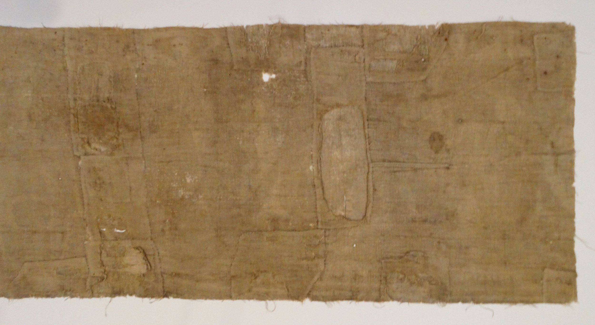 Back of antique Swedish linen bonad, showing plain linen reverse side