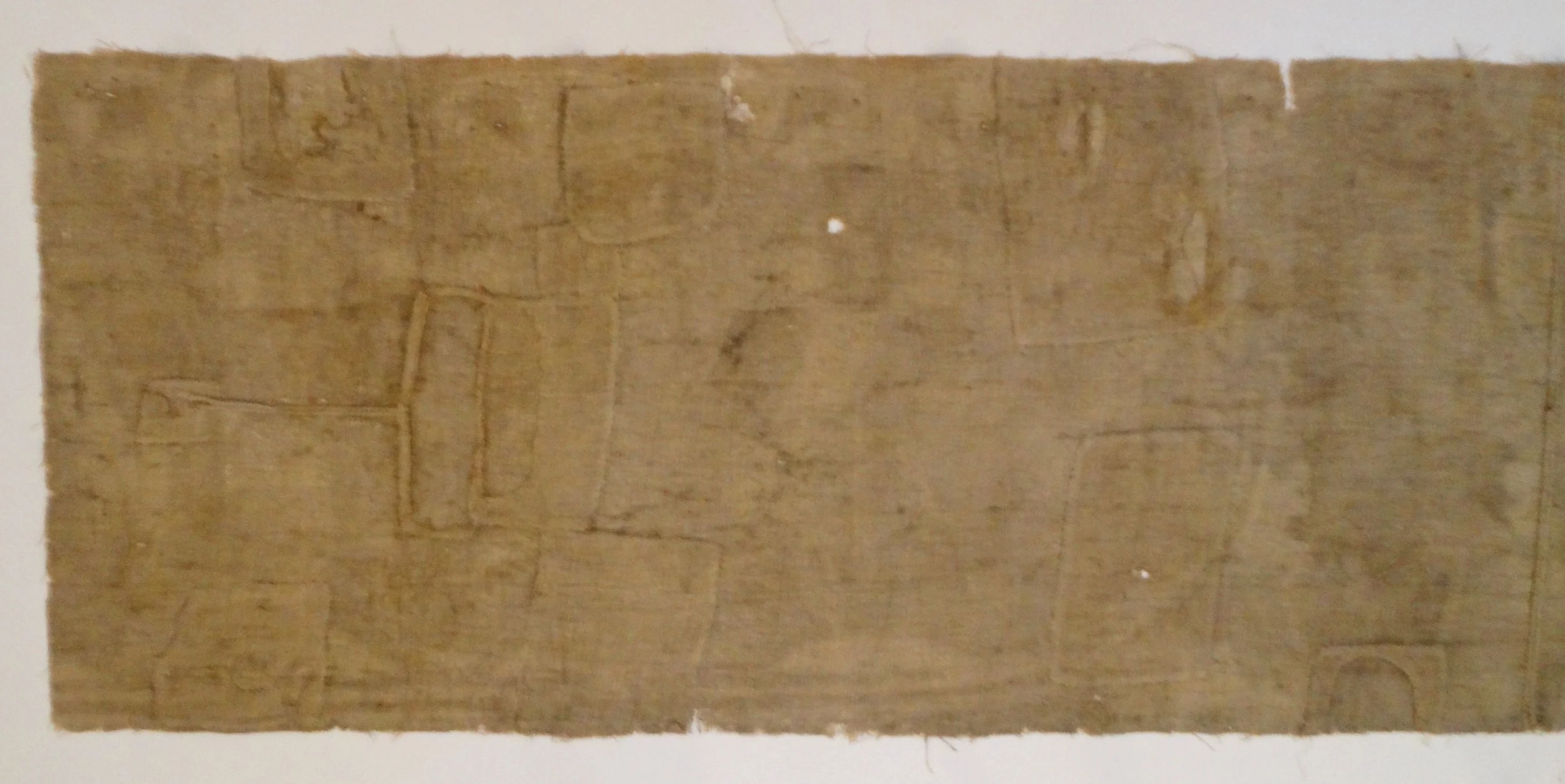 Back of antique Swedish linen bonad, showing plain linen reverse side